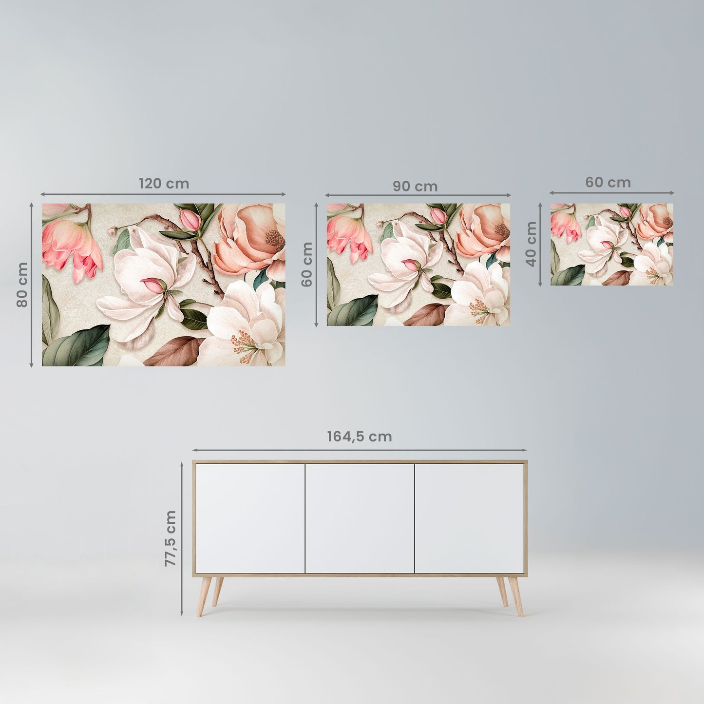 Poster orizzontale staccabile e attaccabile FLORAL GRACE