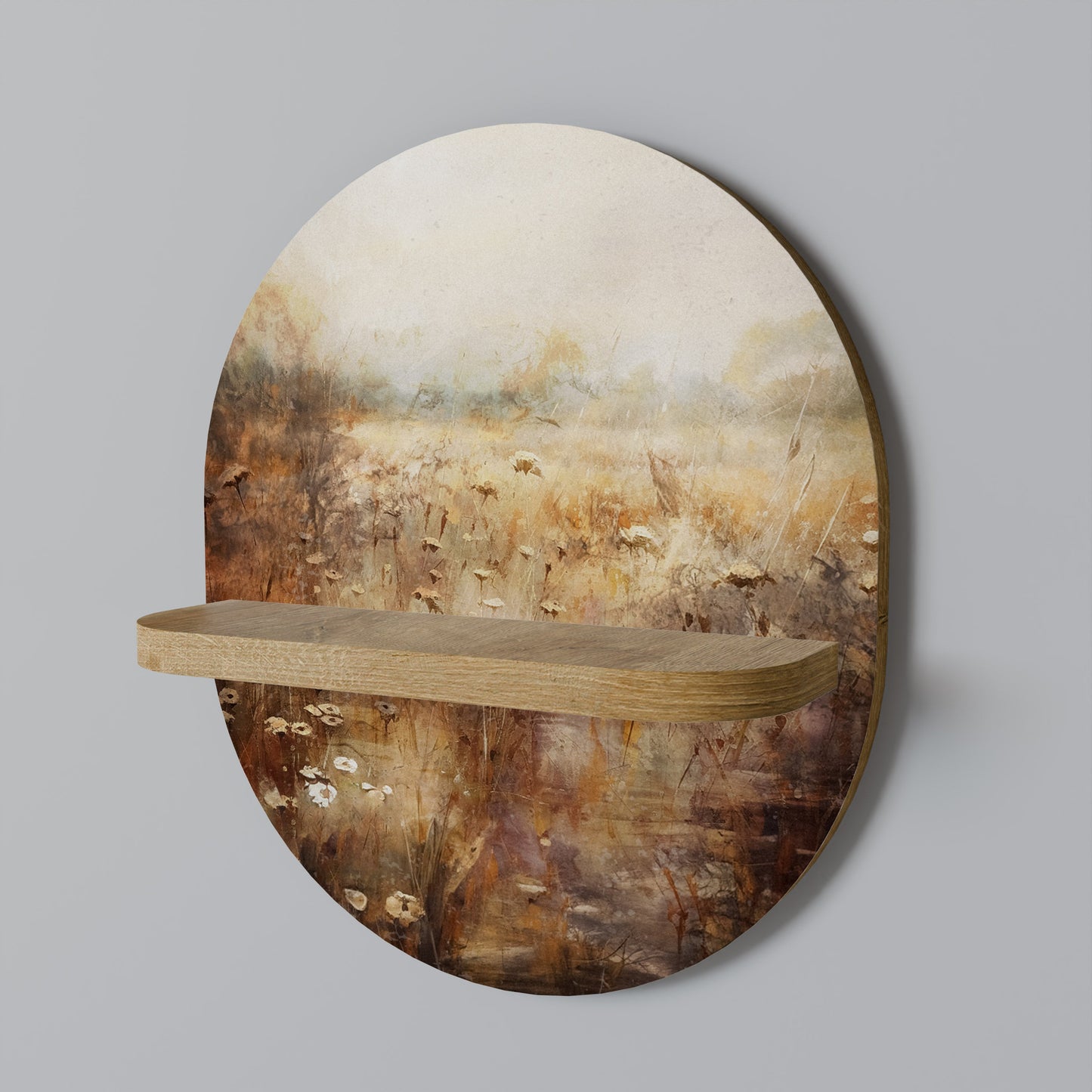 TRANQUIL FIELD Mensola ovale per opere d'arte in effetto rovere