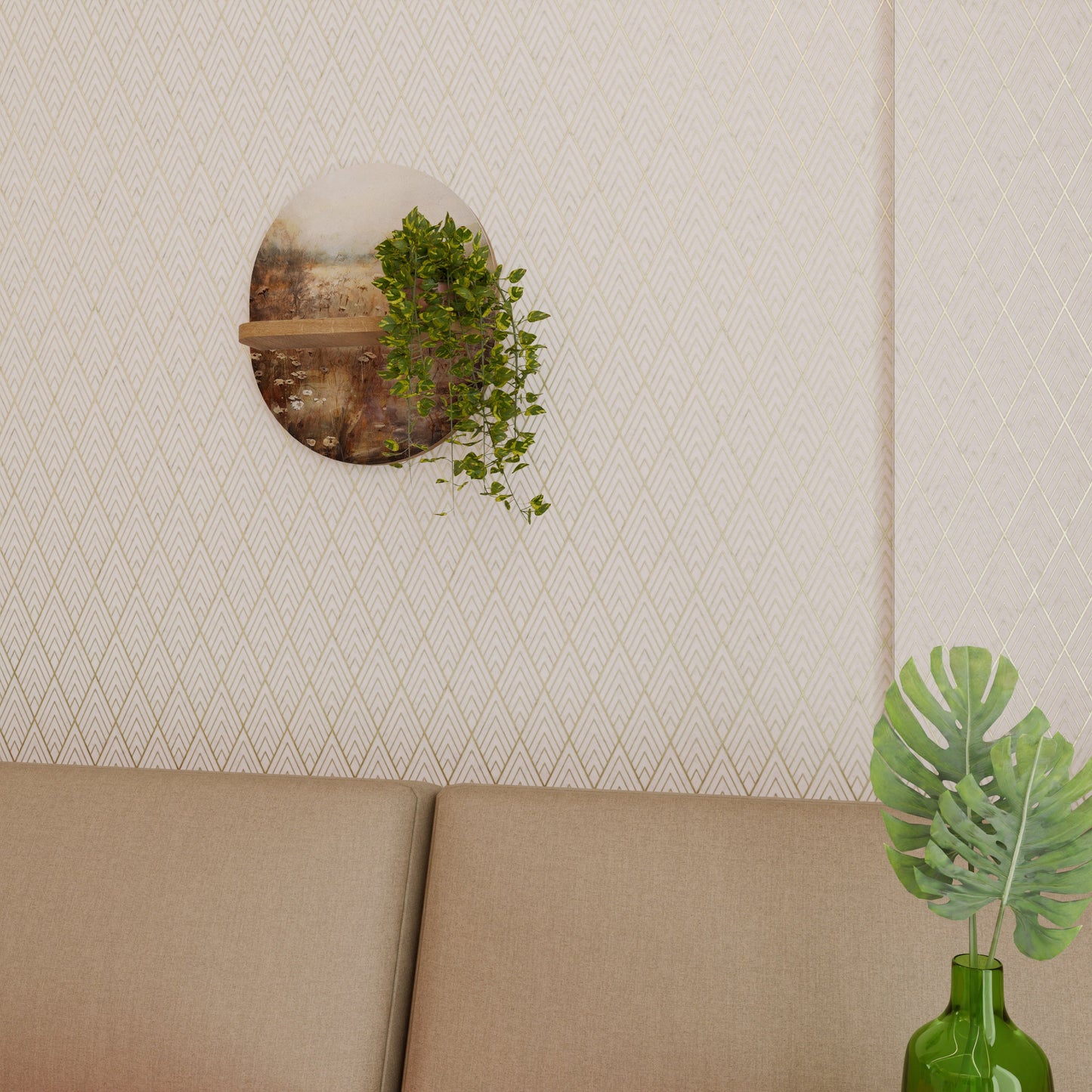 TRANQUIL FIELD Mensola ovale per opere d'arte in effetto rovere