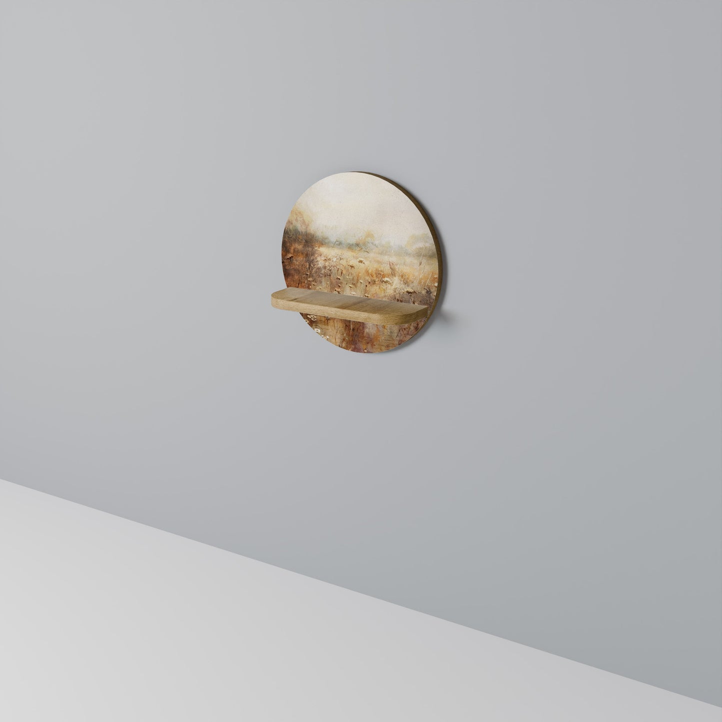 TRANQUIL FIELD Mensola rotonda per opere d'arte in effetto rovere