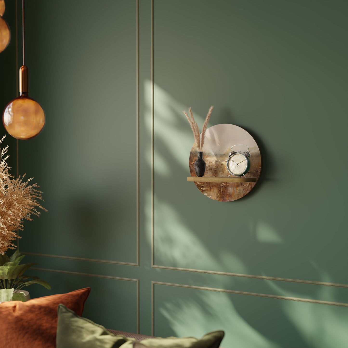 TRANQUIL FIELD Mensola rotonda per opere d'arte in effetto rovere