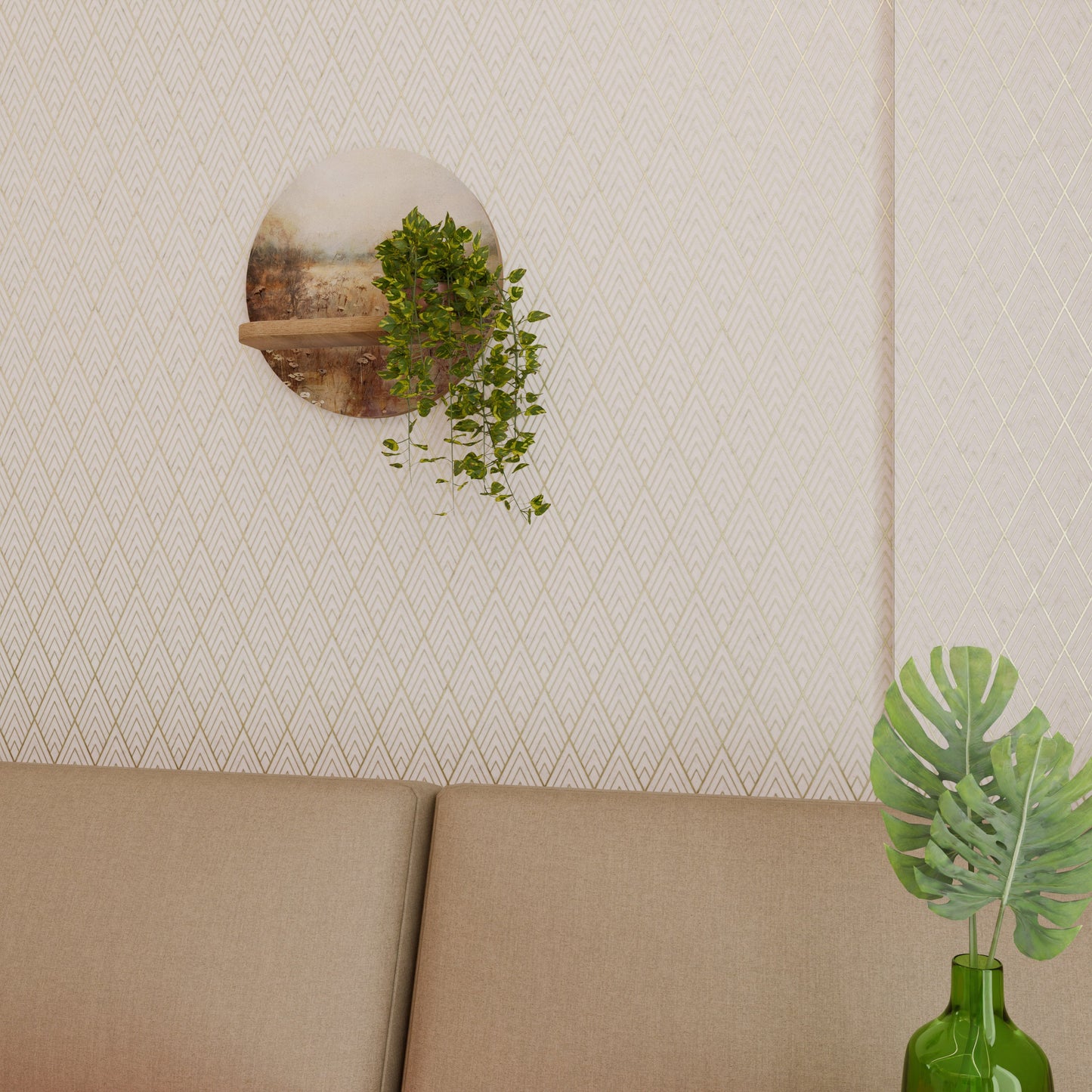 TRANQUIL FIELD Mensola rotonda per opere d'arte in effetto rovere