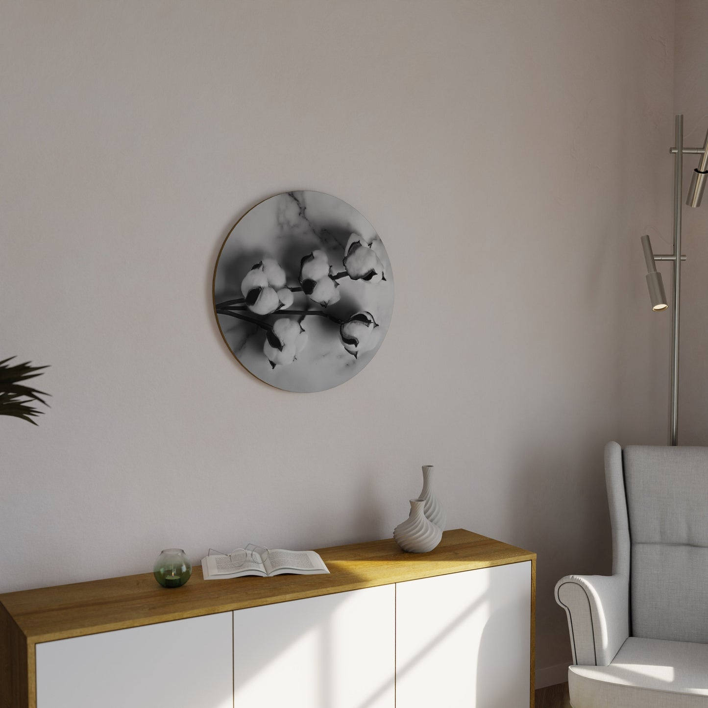 Arte murale rotonda MONOCHROME COTTON DREAMS