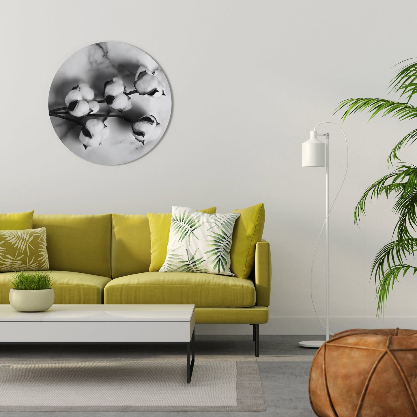 Arte murale rotonda MONOCHROME COTTON DREAMS