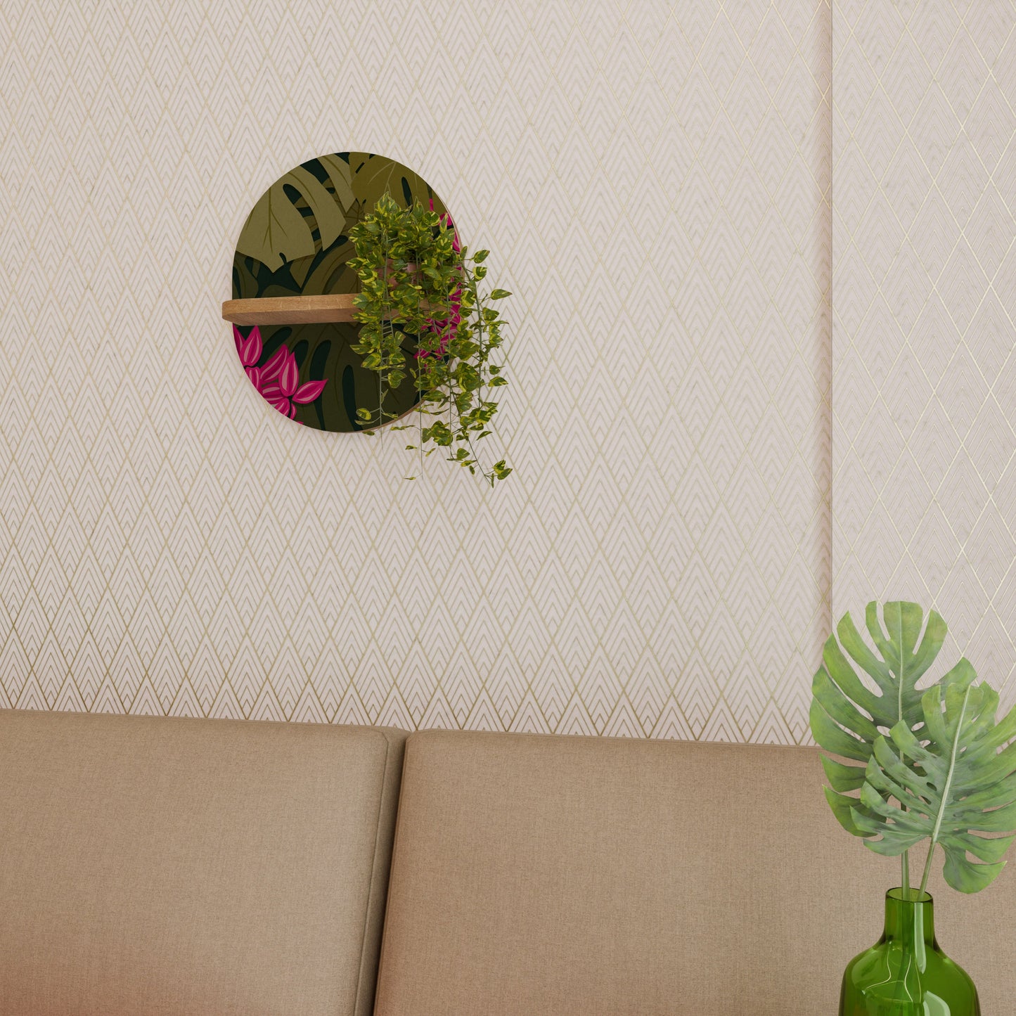 TROPICAL BEAUTY Mensola ovale in effetto rovere