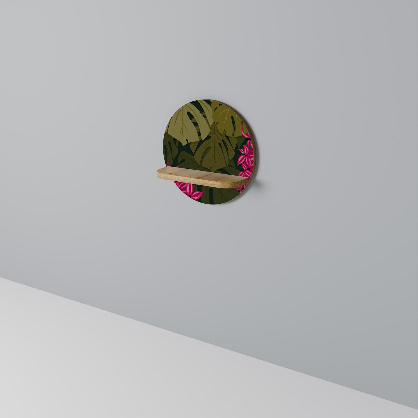 TROPICAL BEAUTY Mensola rotonda per arte in effetto rovere