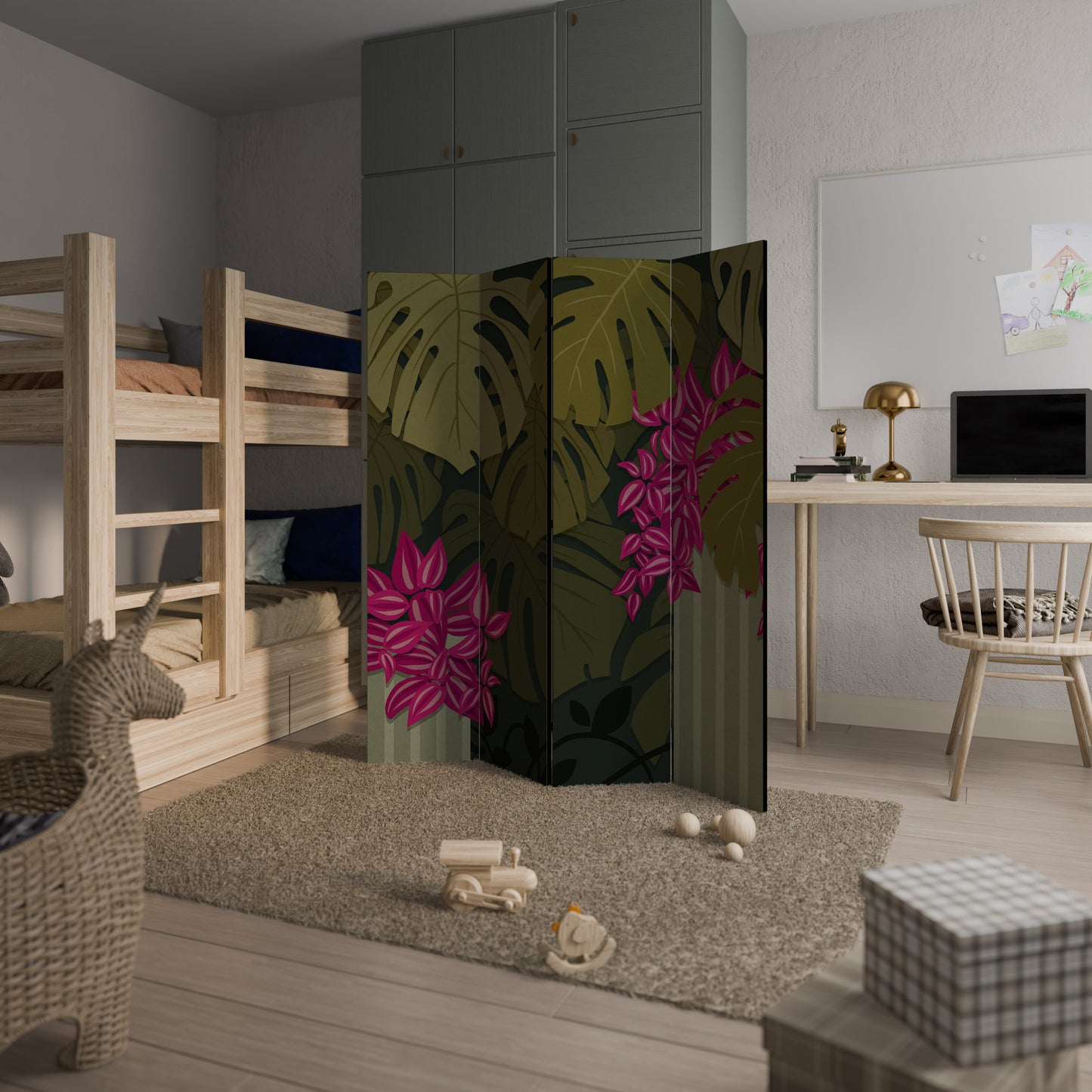 Divisorio decorativo per ambienti TROPICAL BEAUTY a 4 pannelli