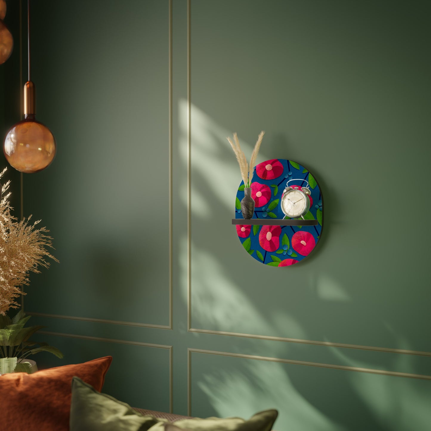 SPRING THOUGHTS Oval Art Shelf In Black Finish