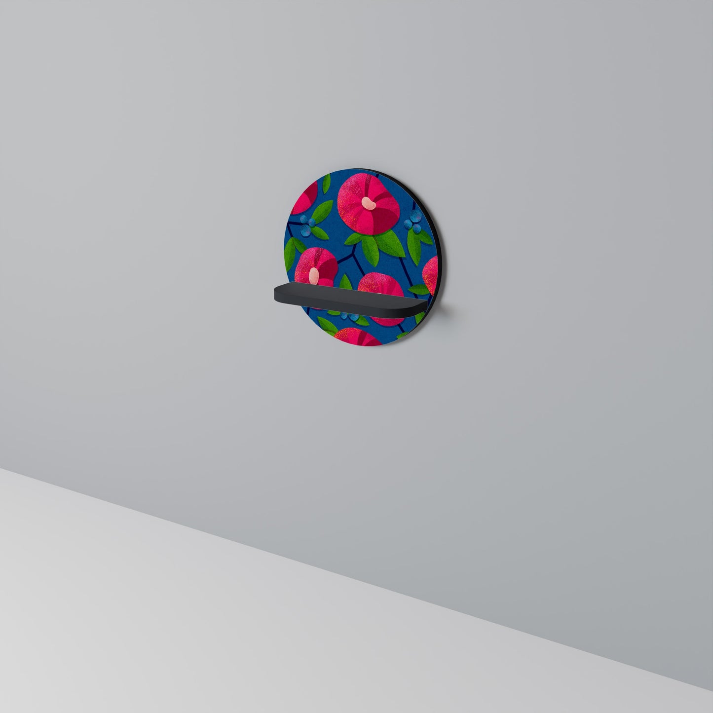 SPRING THOUGHTS Round Art Shelf In Black Finish