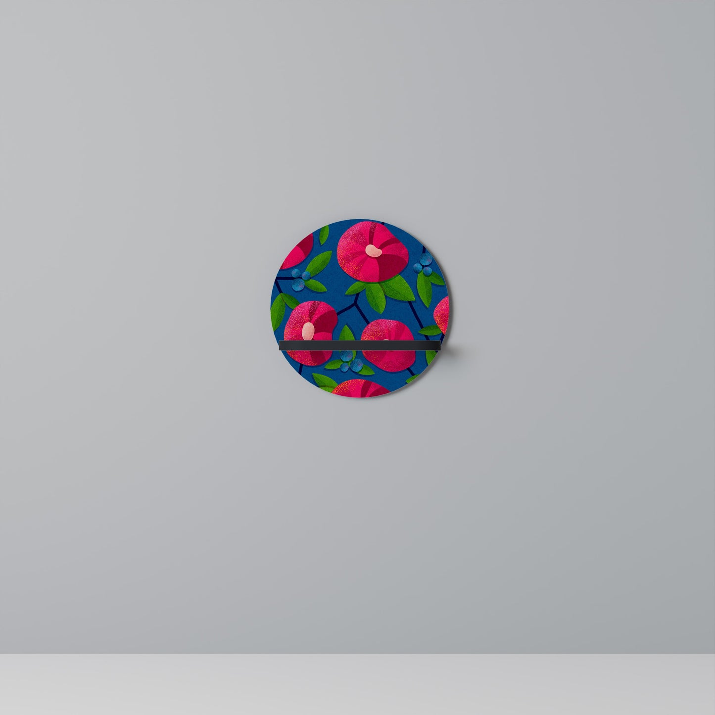 SPRING THOUGHTS Round Art Shelf In Black Finish