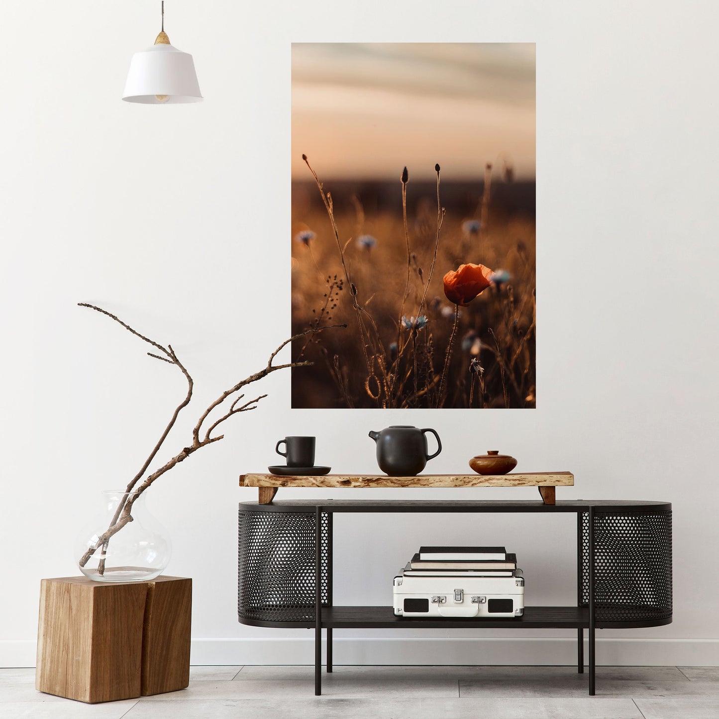 Poster verticale staccabile e attaccabile "PRATI LUMINOSI AL TRAMONTO"
