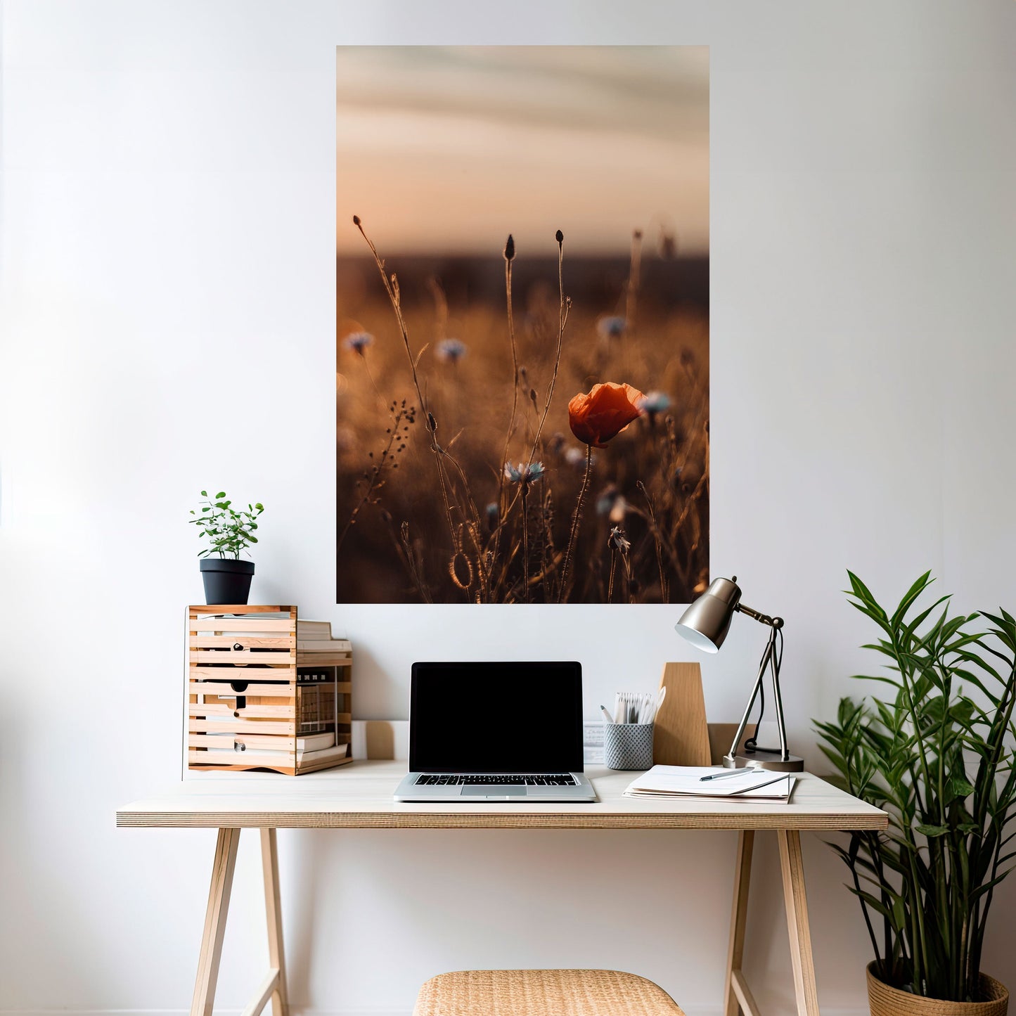 Poster verticale staccabile e attaccabile "PRATI LUMINOSI AL TRAMONTO"