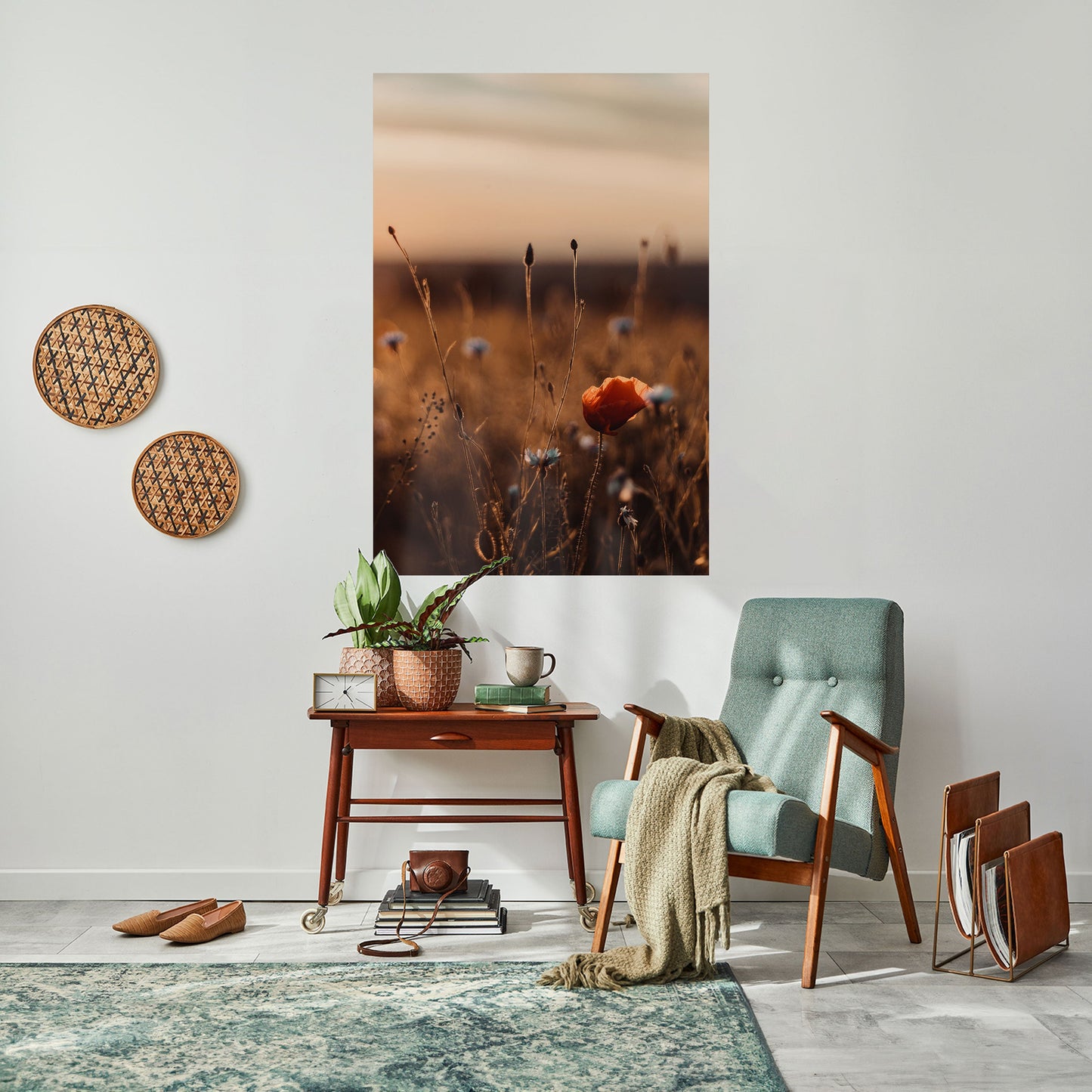 Poster verticale staccabile e attaccabile "PRATI LUMINOSI AL TRAMONTO"