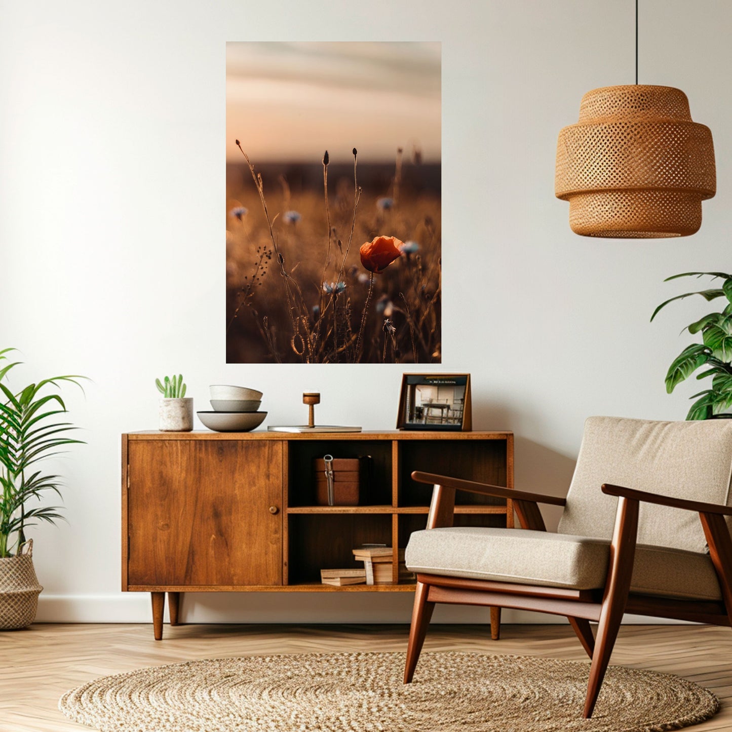 Poster verticale staccabile e attaccabile "PRATI LUMINOSI AL TRAMONTO"