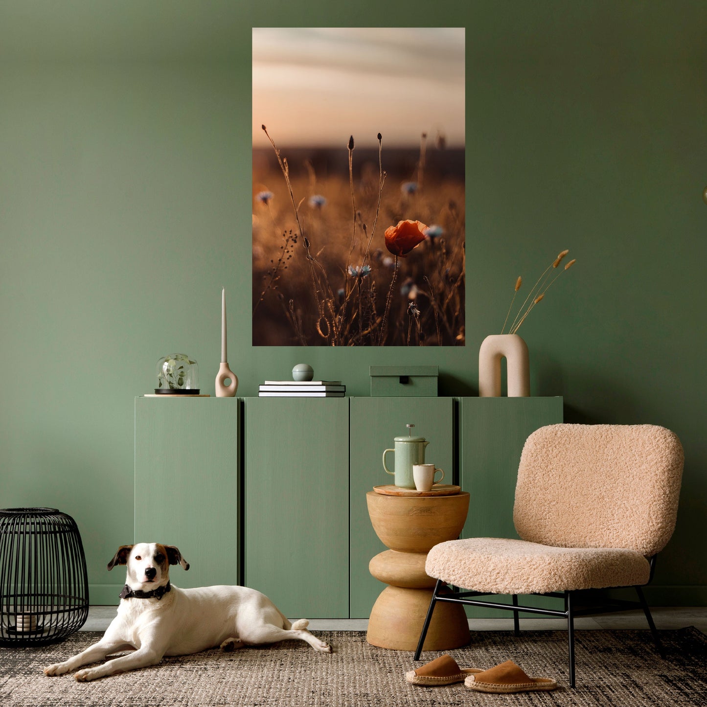 Poster verticale staccabile e attaccabile "PRATI LUMINOSI AL TRAMONTO"