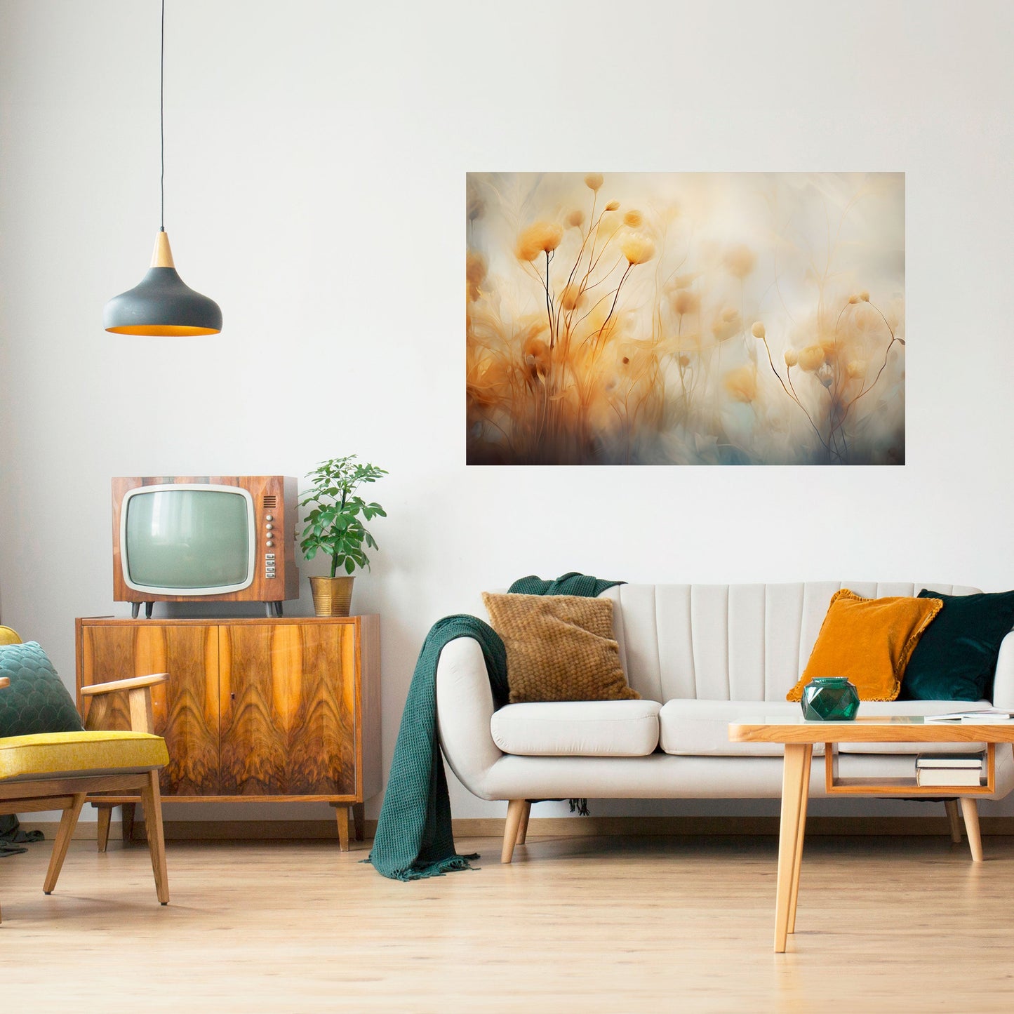 GOLDEN HUE EMBRACE Poster orizzontale staccabile e attaccabile