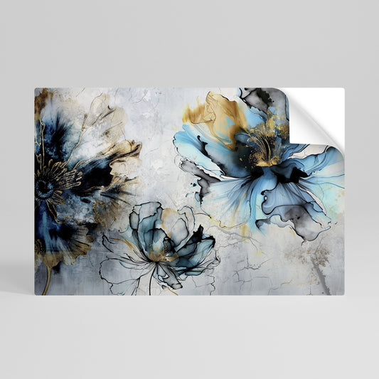 Poster orizzontale staccabile e attaccabile "COBALT BLOSSOMS"
