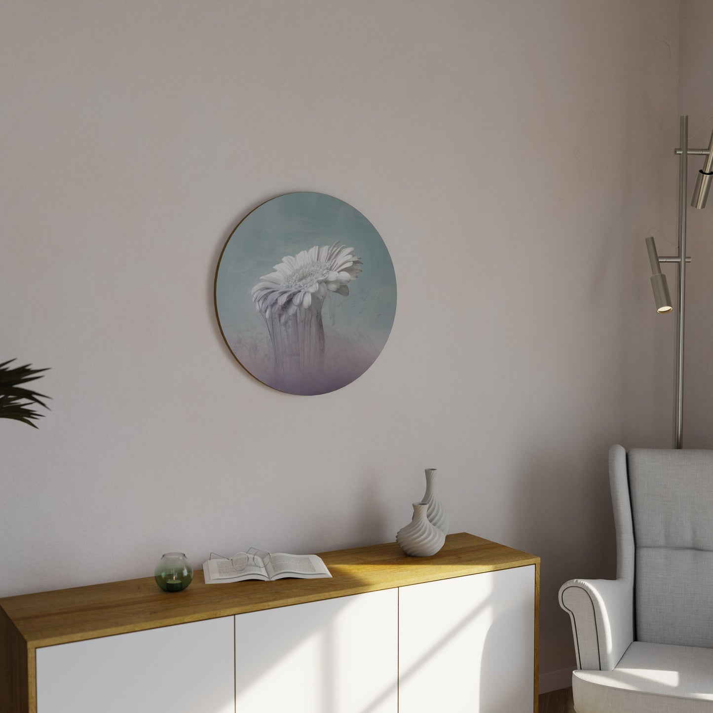 MELTING GERBERA Round Wall Art