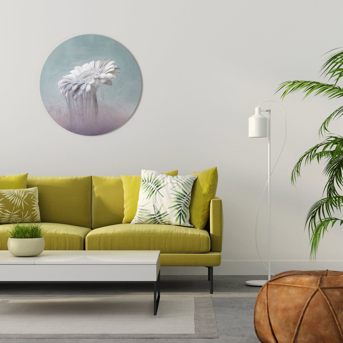 MELTING GERBERA Round Wall Art