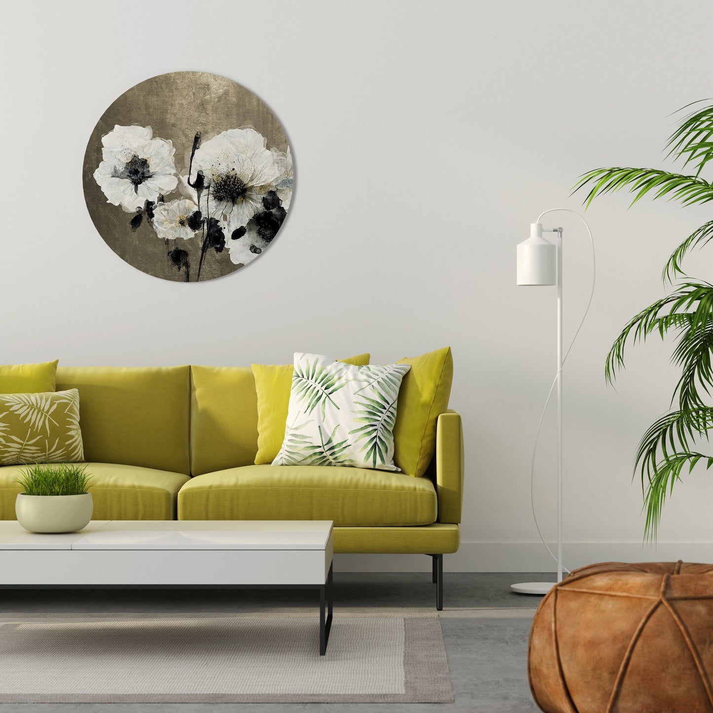 HARMONY IN WHITE Round Wall Art