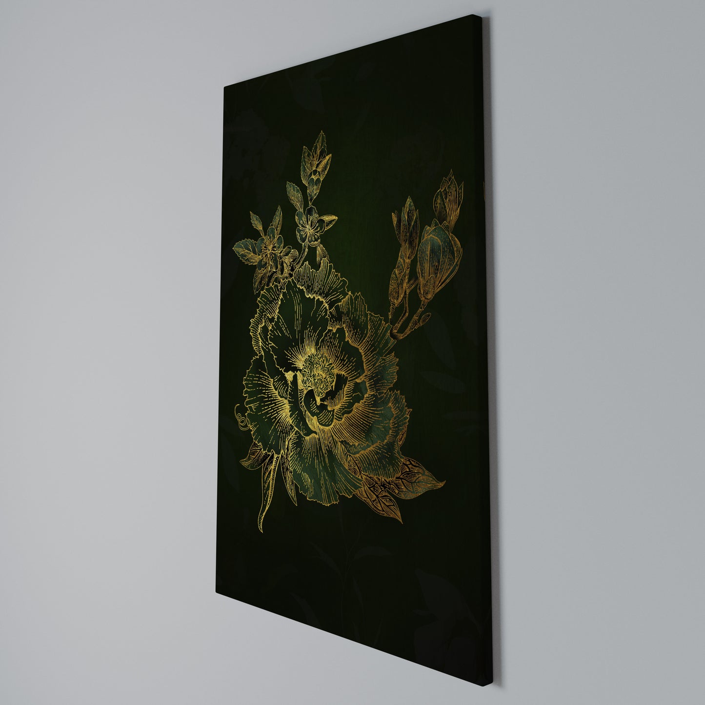 MIDNIGHT FLORAL GLIMMER Stampa su Tela Verticale