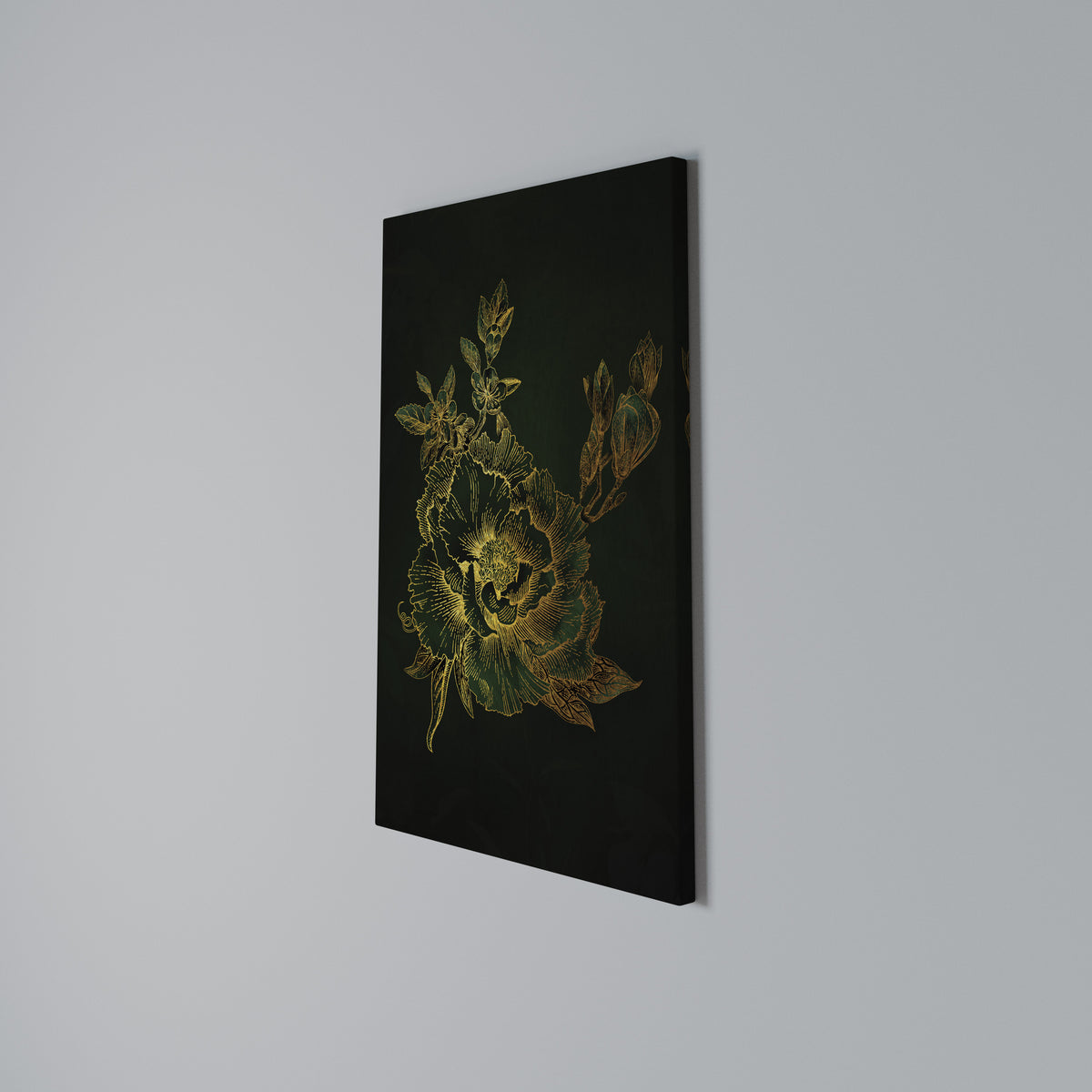 MIDNIGHT FLORAL GLIMMER Stampa su tela verticale