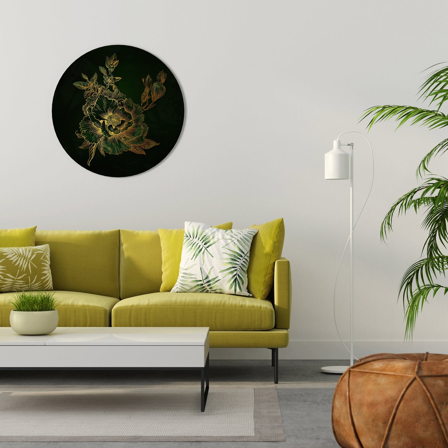 MIDNIGHT FLORAL GLIMMER - Decorazione murale rotonda