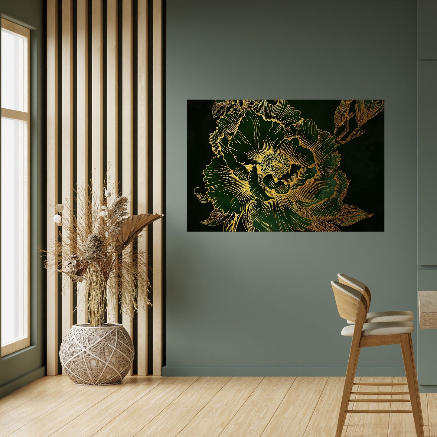 Poster orizzontale staccabile e attaccabile MIDNIGHT FLORAL GLIMMER