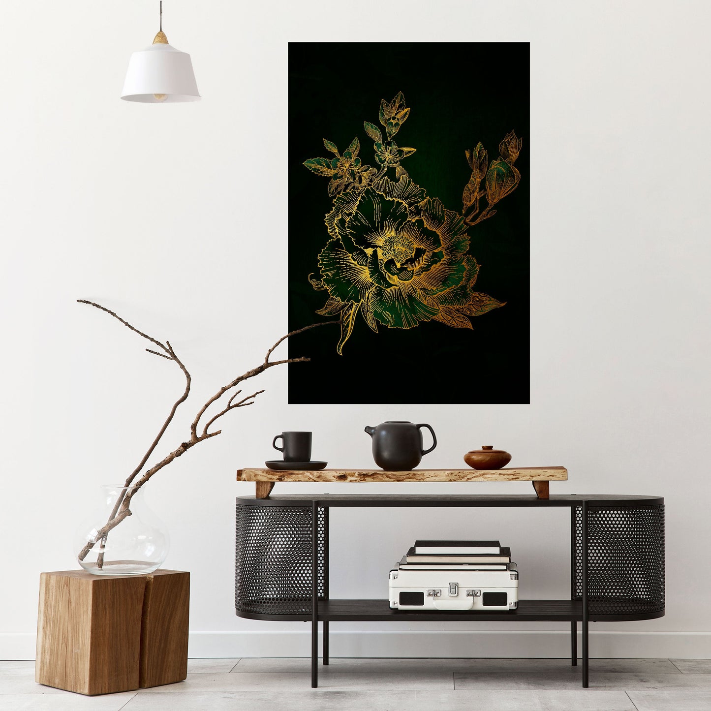 Poster verticale staccabile e attaccabile MIDNIGHT FLORAL GLIMMER