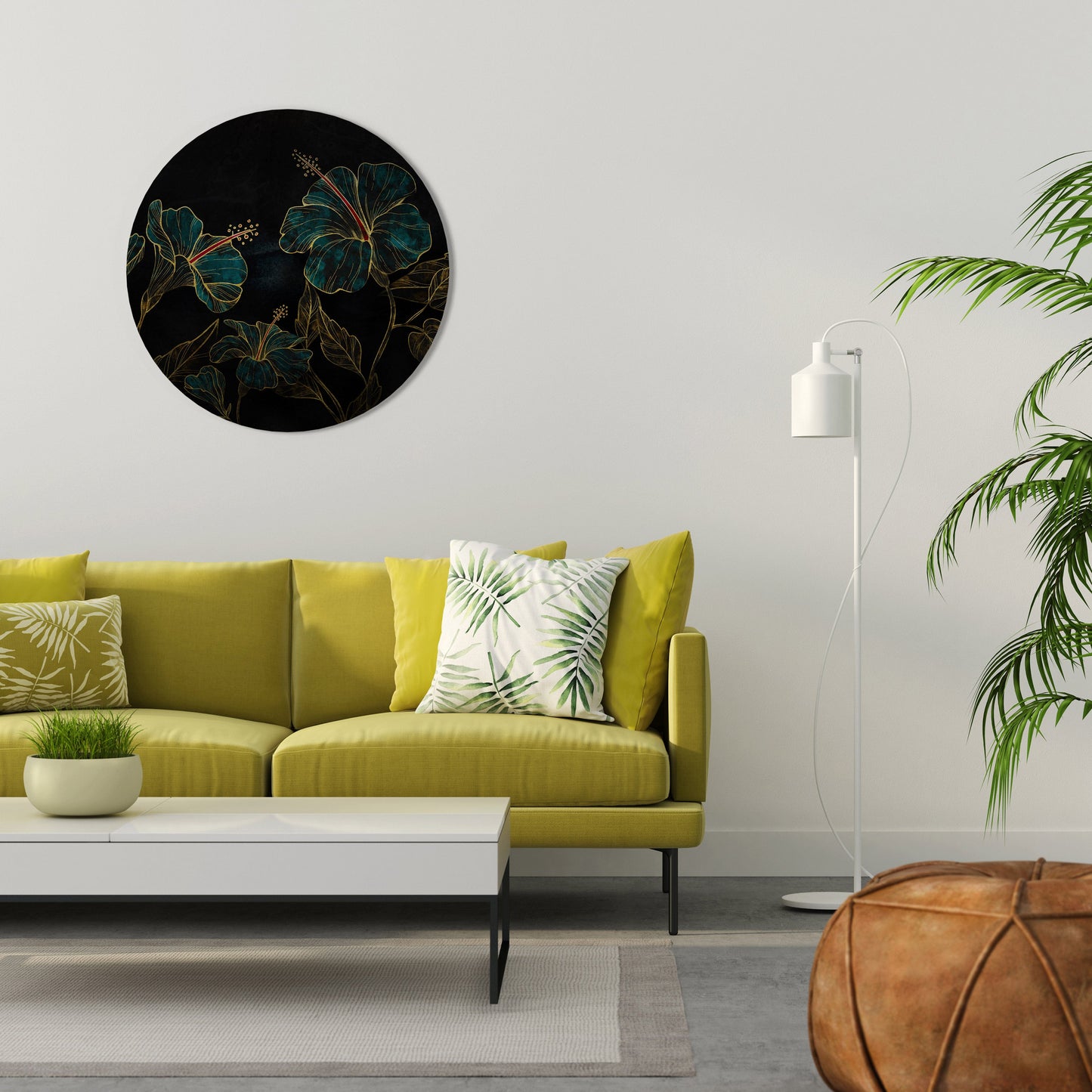 EMBERED BLOOM Round Wall Art