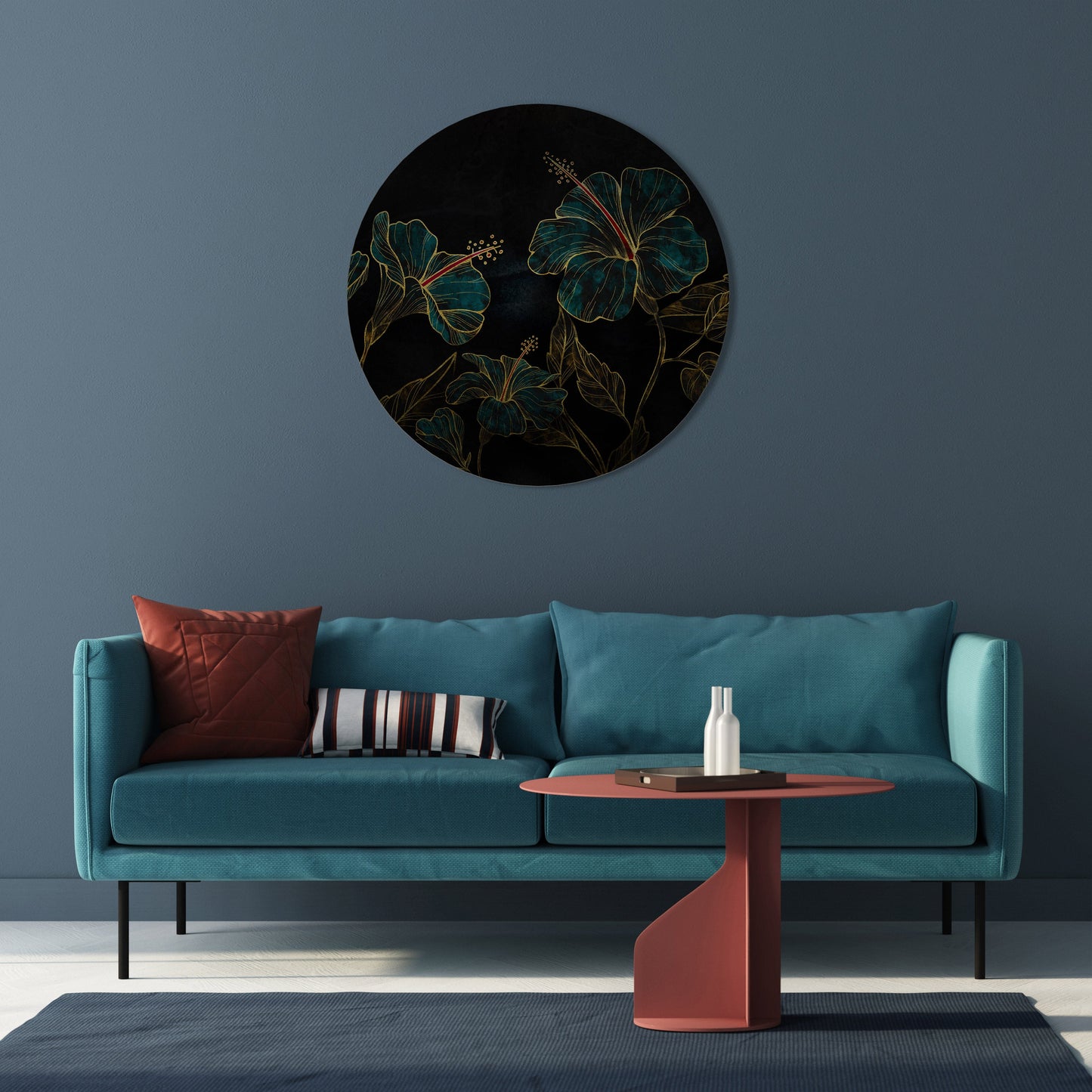 EMBERED BLOOM Round Wall Art