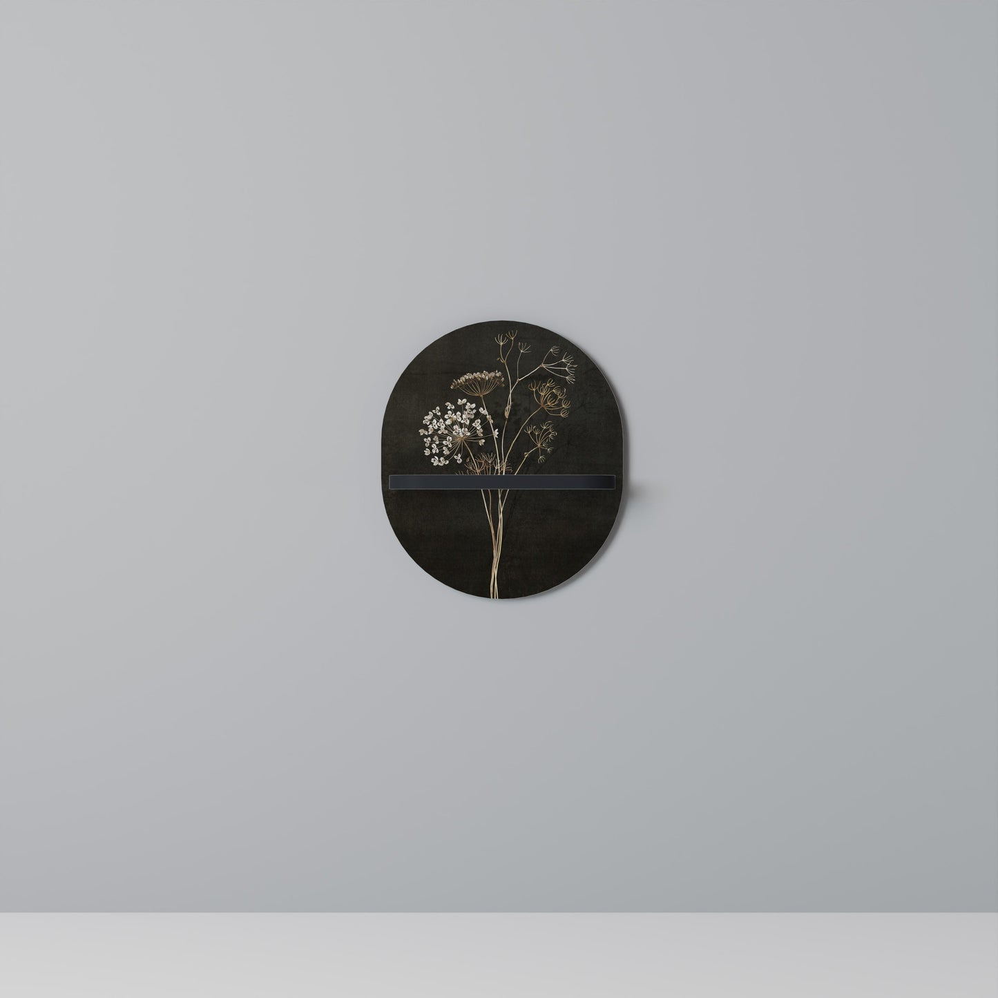 MEADOW MEMORIES Oval Art Shelf In Black Finish