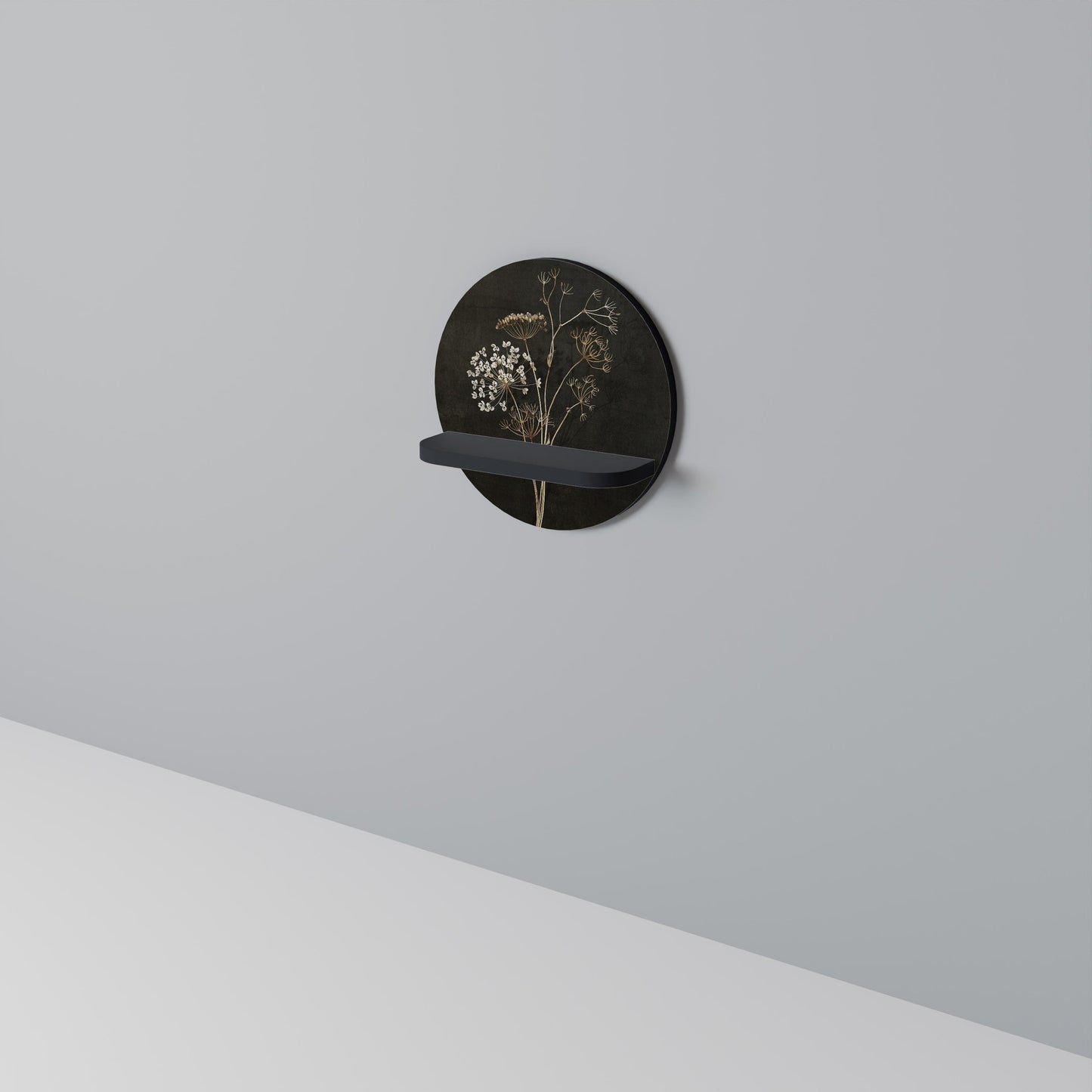 MEADOW MEMORIES Round Art Shelf In Black Finish