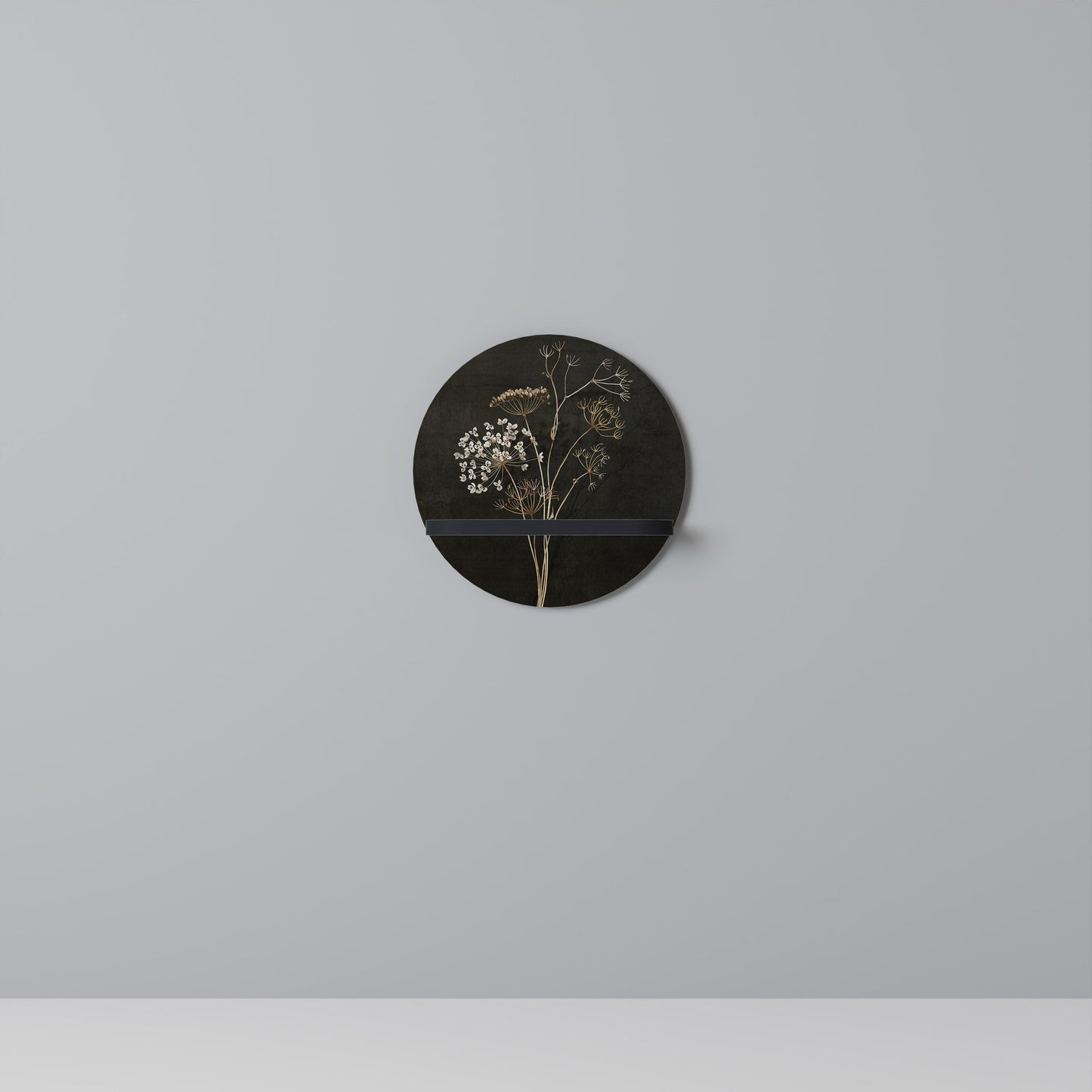MEADOW MEMORIES Round Art Shelf In Black Finish