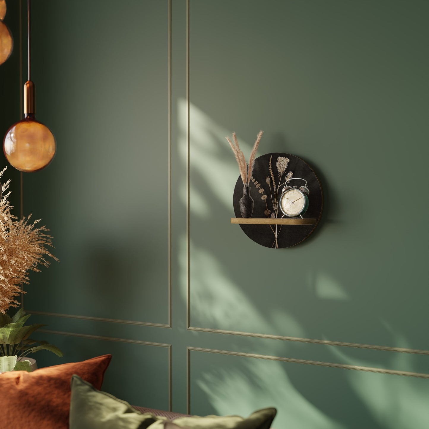MEADOW ART. Mensola rotonda per arte in effetto rovere