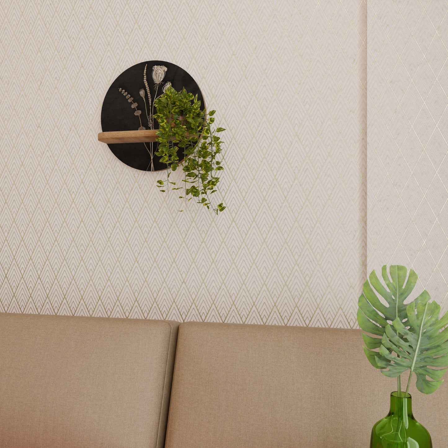 MEADOW ART. Mensola rotonda per arte in effetto rovere