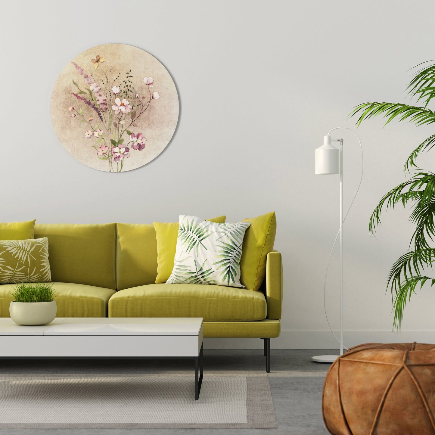 FLOWERED REVERIE Round Wall Art