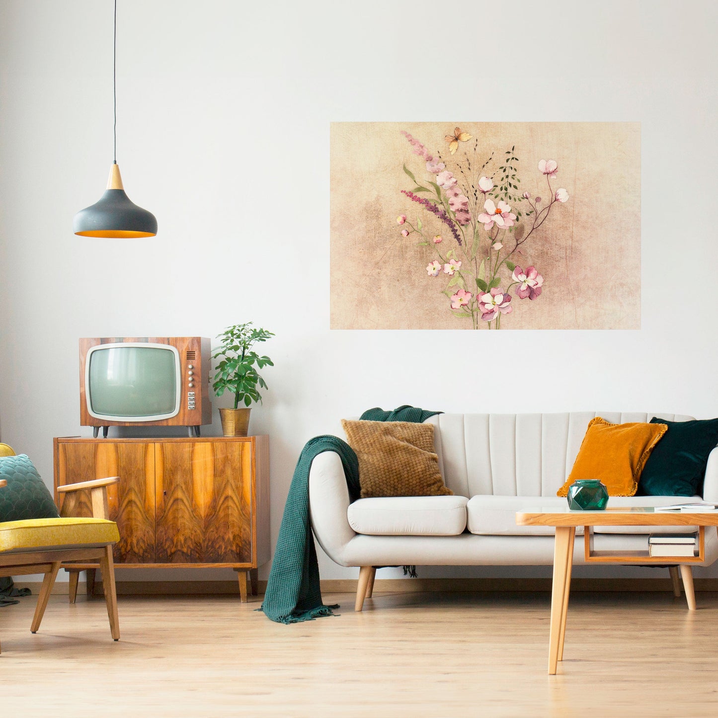 FLOWERED REVERIE Poster orizzontale staccabile e attaccabile