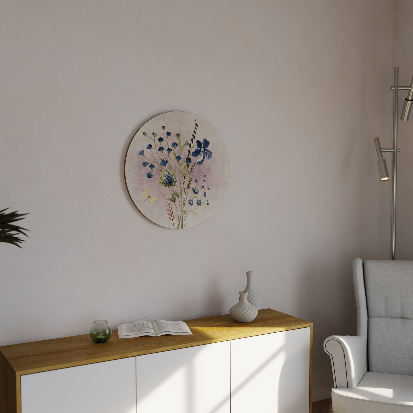CORNFLOWER REVERIE Round Wall Art