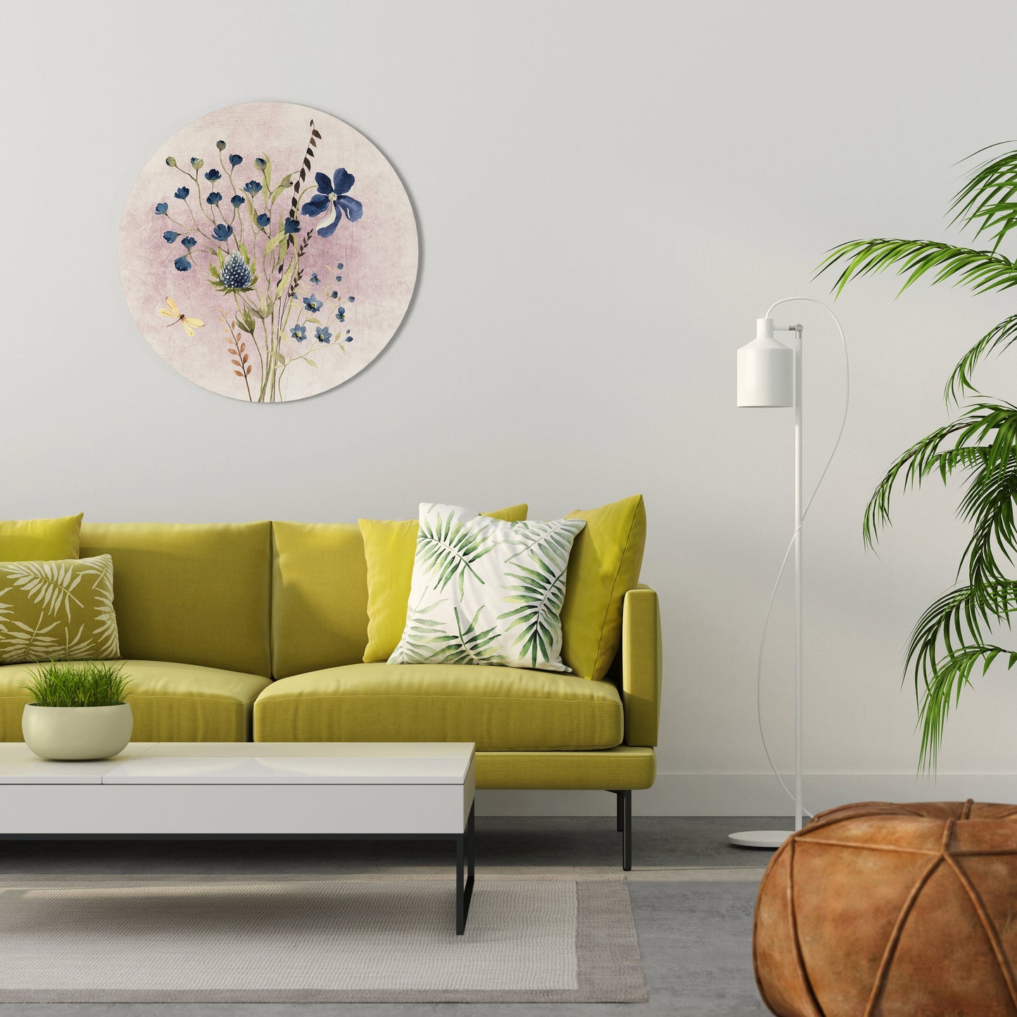 CORNFLOWER REVERIE Round Wall Art