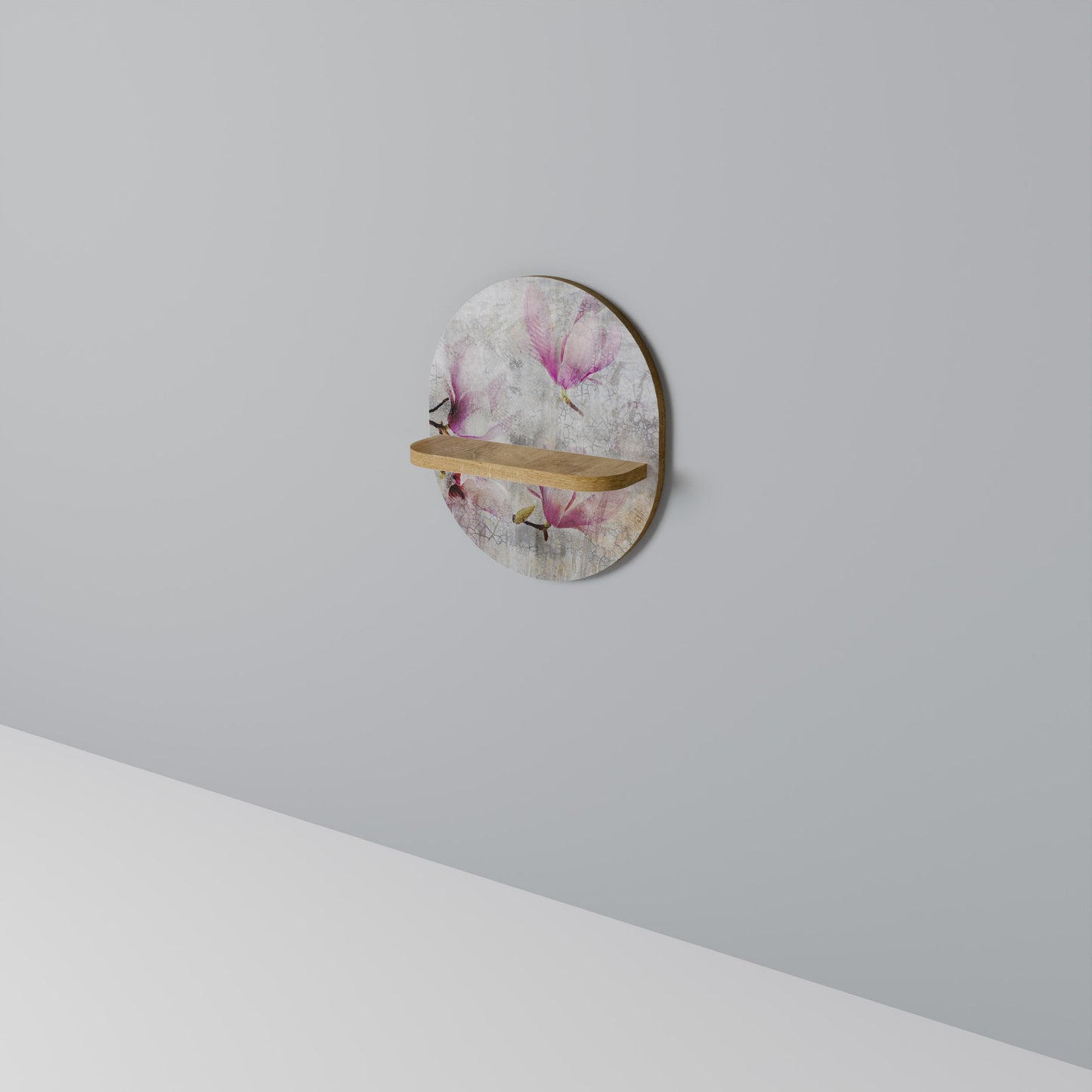 Mensola artistica ovale ASTONISHING MAGNOLIA in effetto rovere