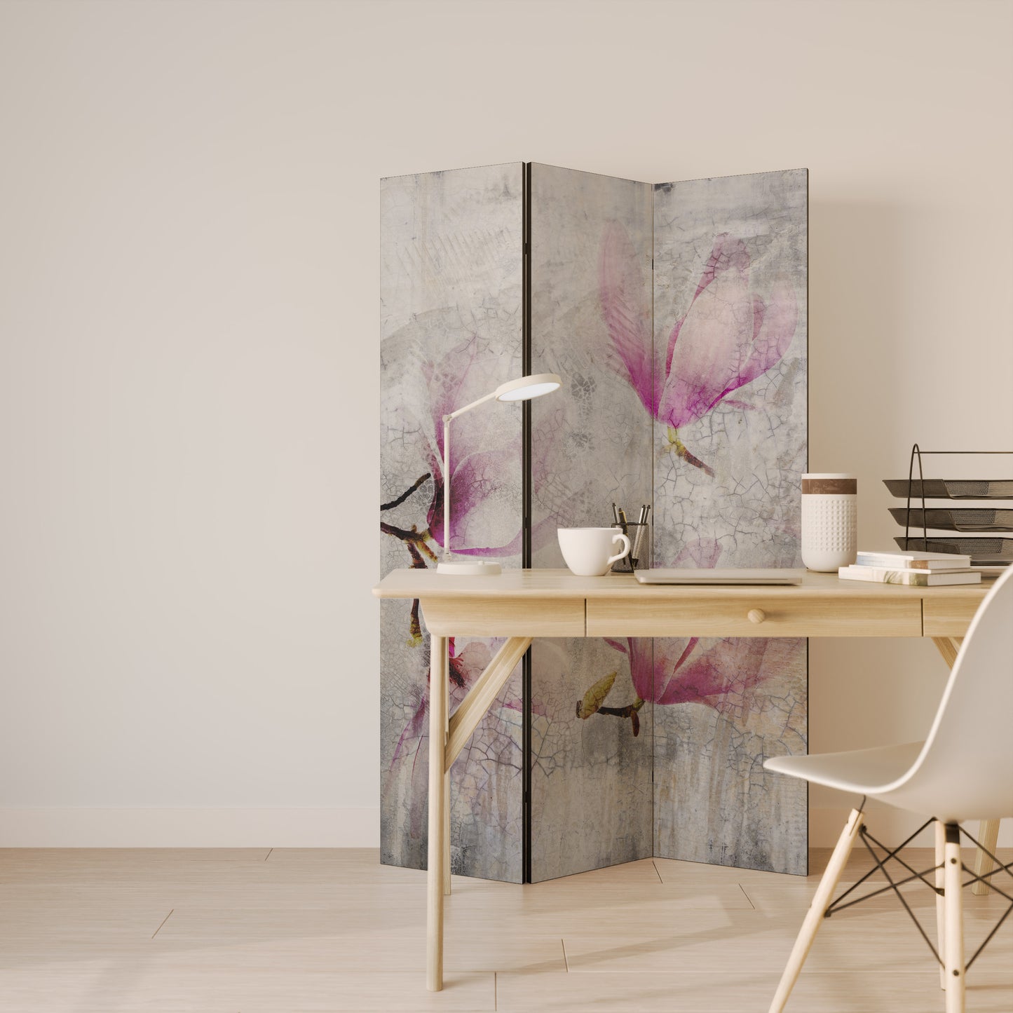 ASTONISHING MAGNOLIA - Divisorio decorativo per ambienti a 3 pannelli