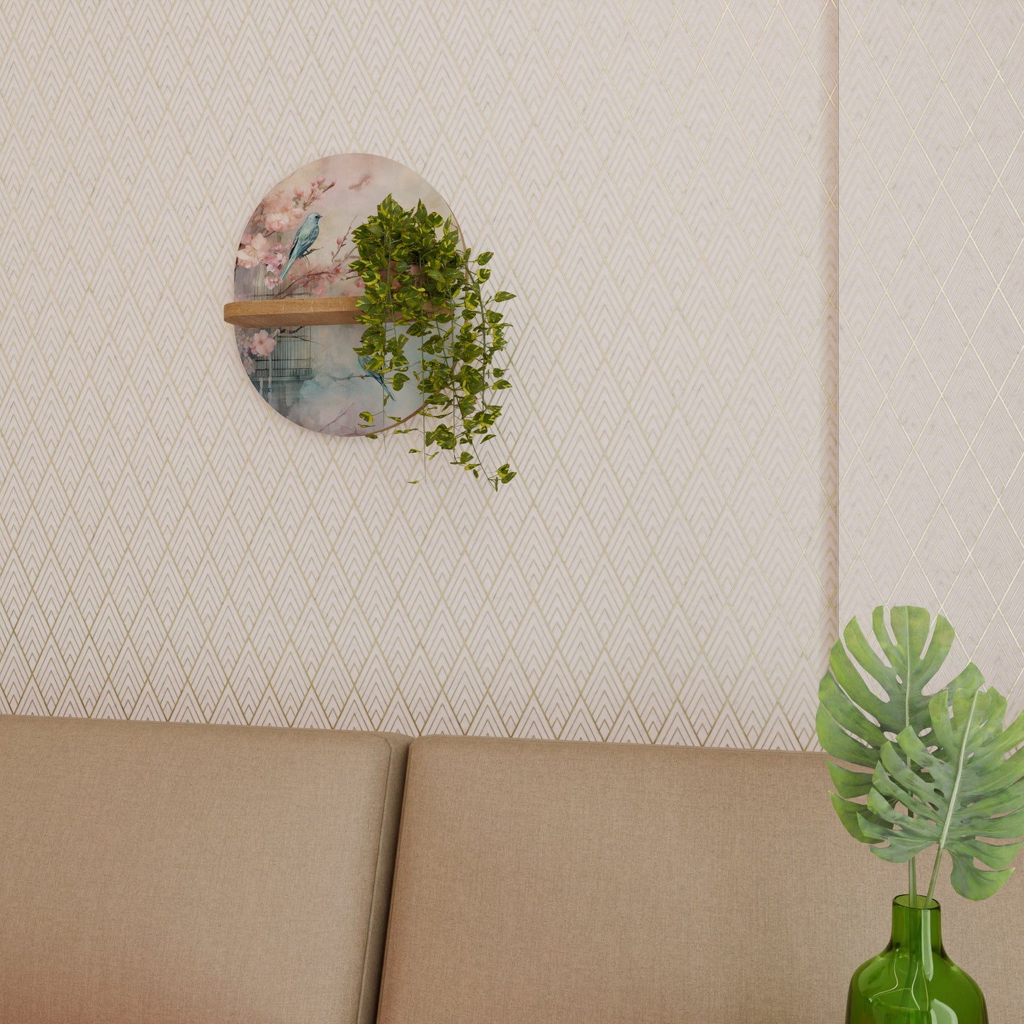 Mensola ovale CHERRY BIRDSONG in effetto rovere