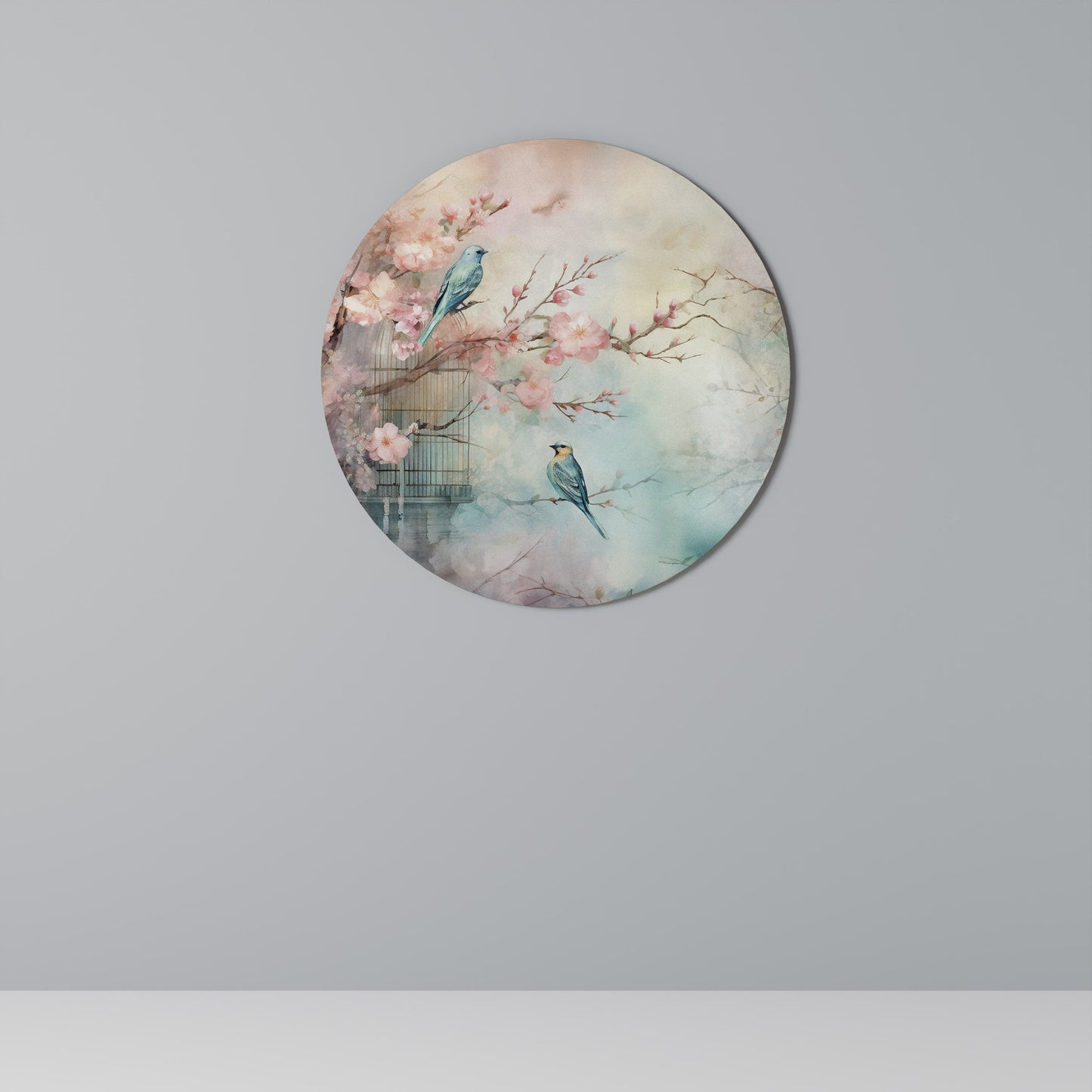 CHERRY BIRDSONG Round Wall Art