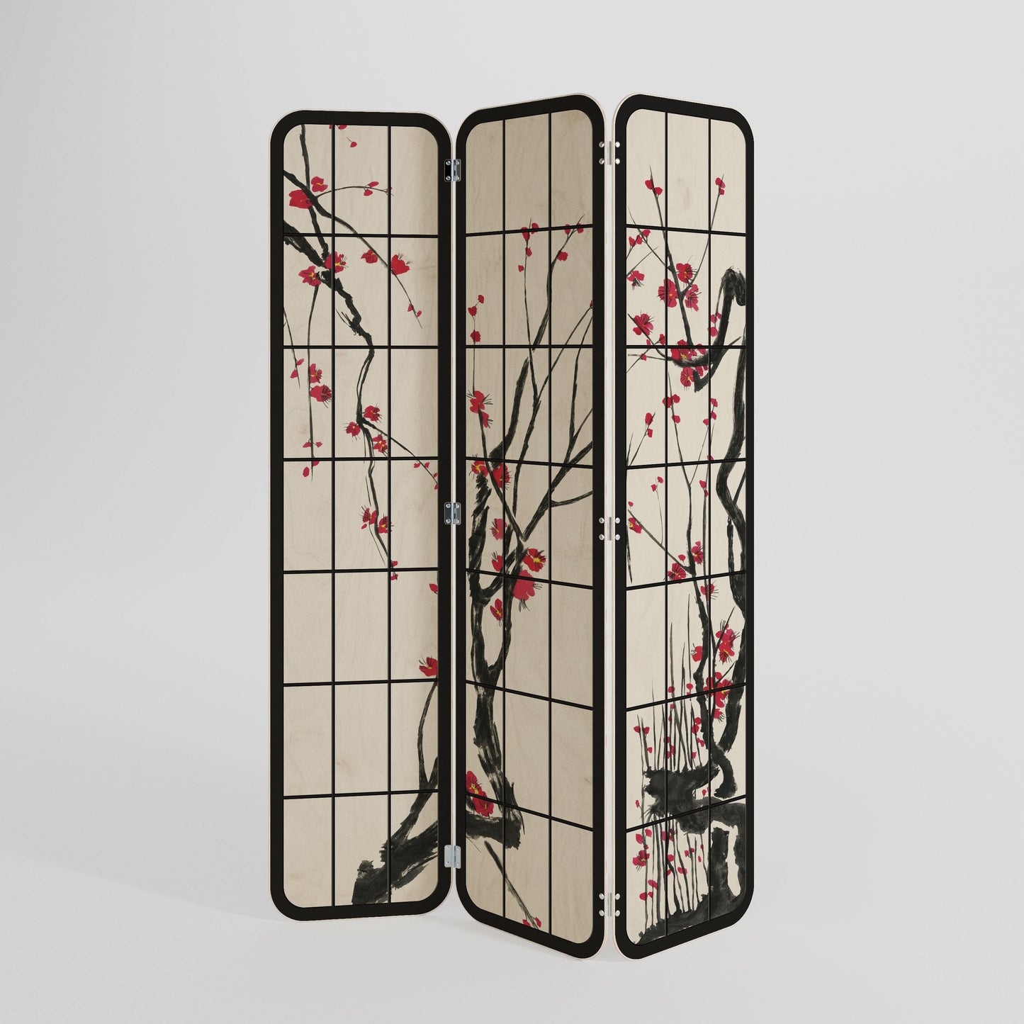 Divisorio per ambienti in compensato a 3 pannelli JAPANESE BLOSSOMS