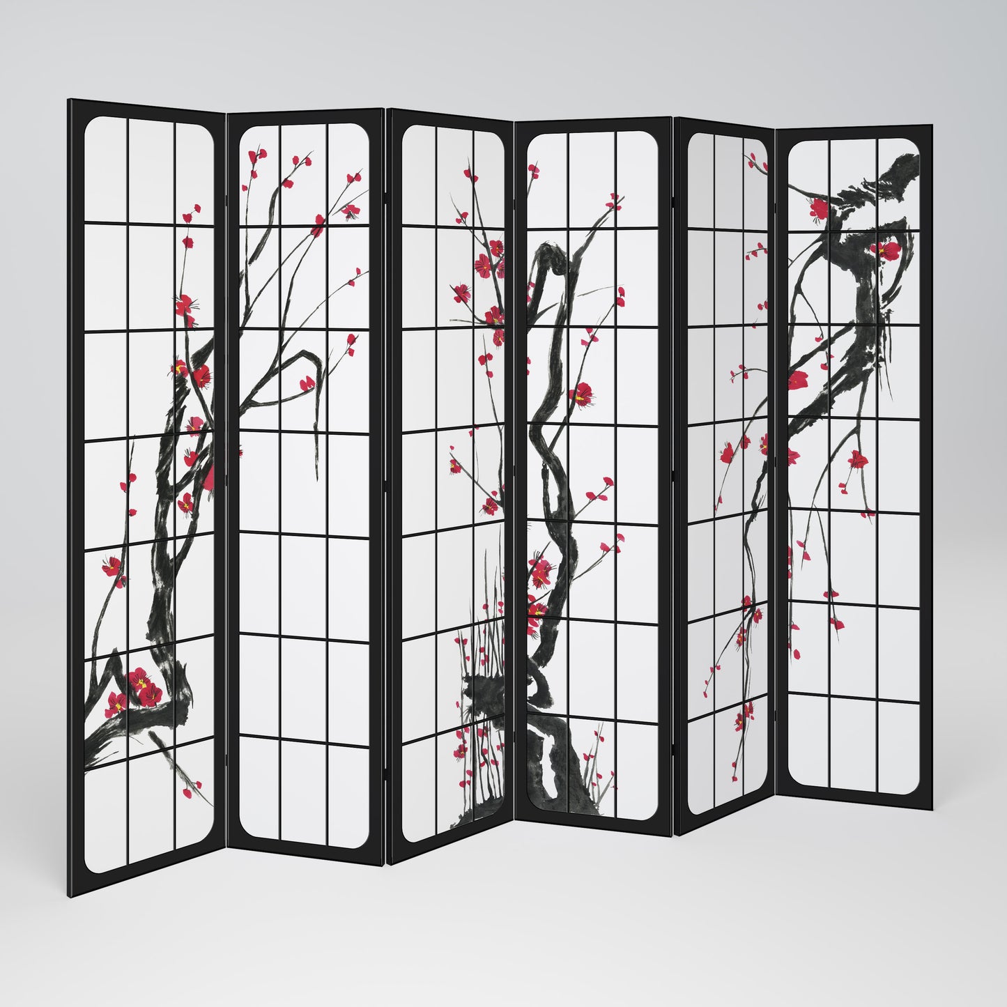 Divisorio decorativo per ambienti a 6 pannelli JAPANESE BLOSSOMS