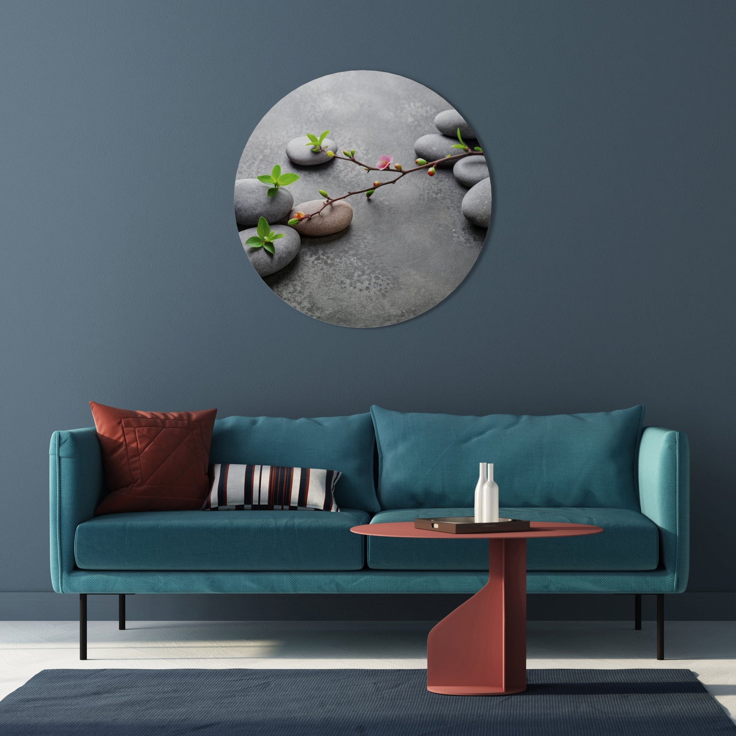 STONES AND BLOSSOMS Round Wall Art
