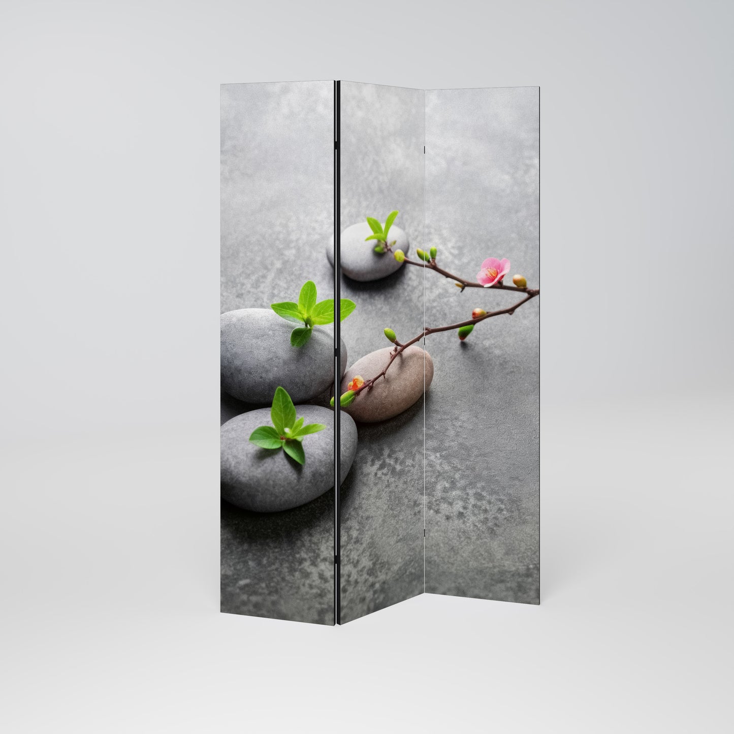 STONES AND BLOSSOMS Divisorio decorativo per ambienti a 3 pannelli