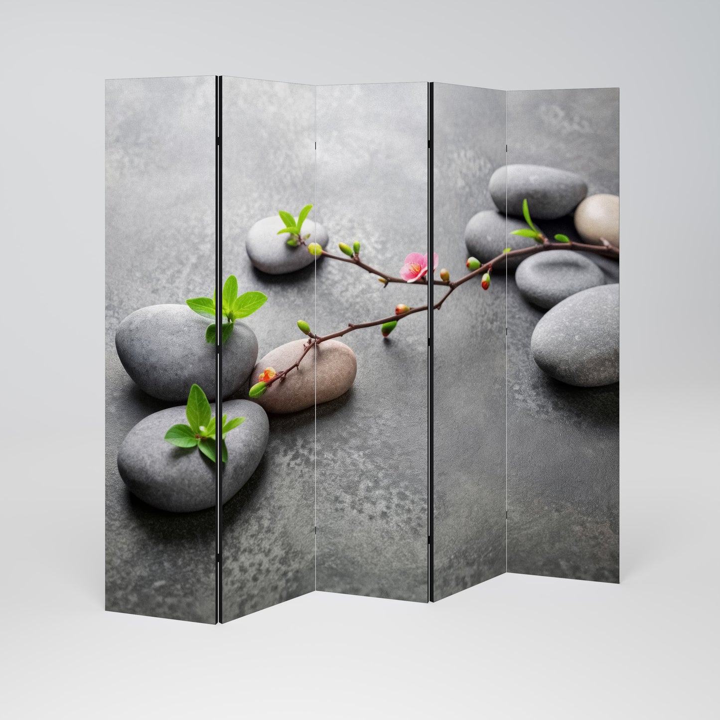 STONES AND BLOSSOMS Divisorio decorativo per ambienti a 5 pannelli