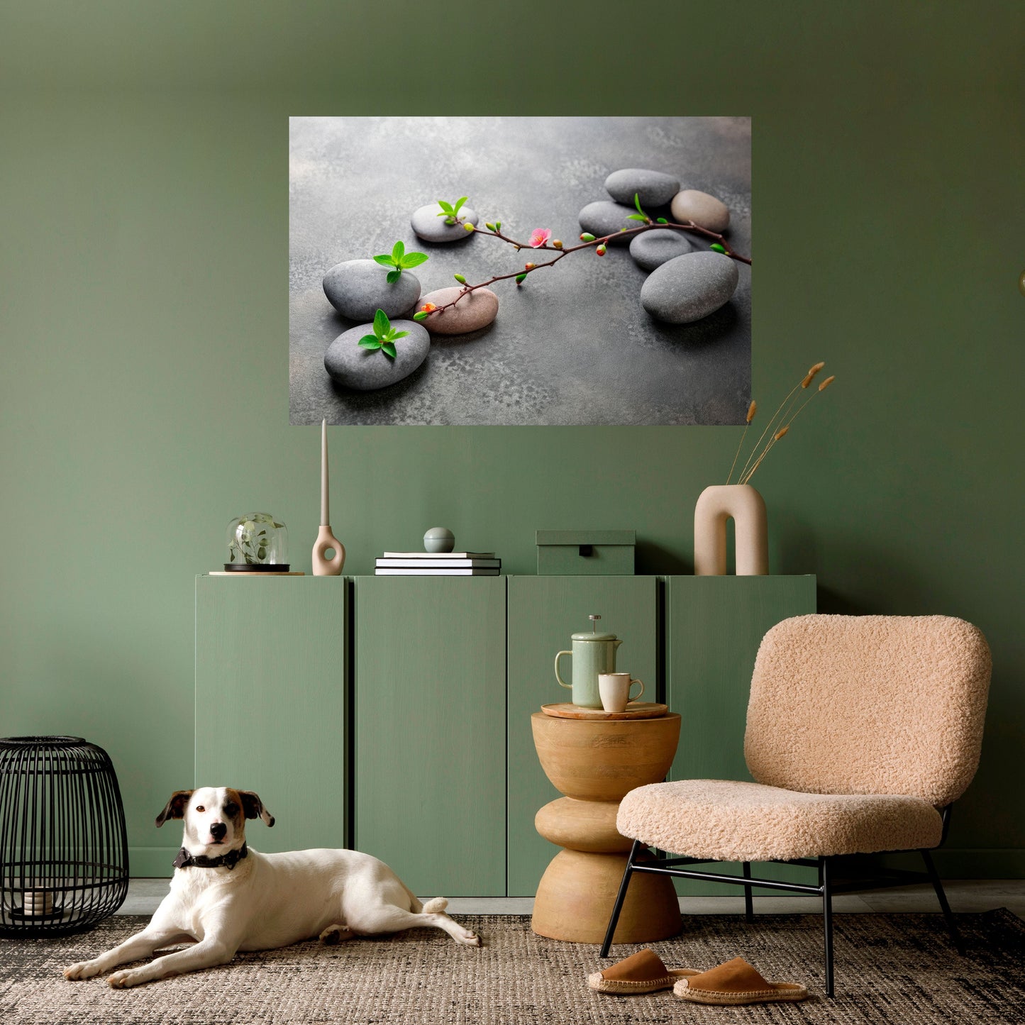 PIETRE E FIORI Poster orizzontale staccabile e attaccabile